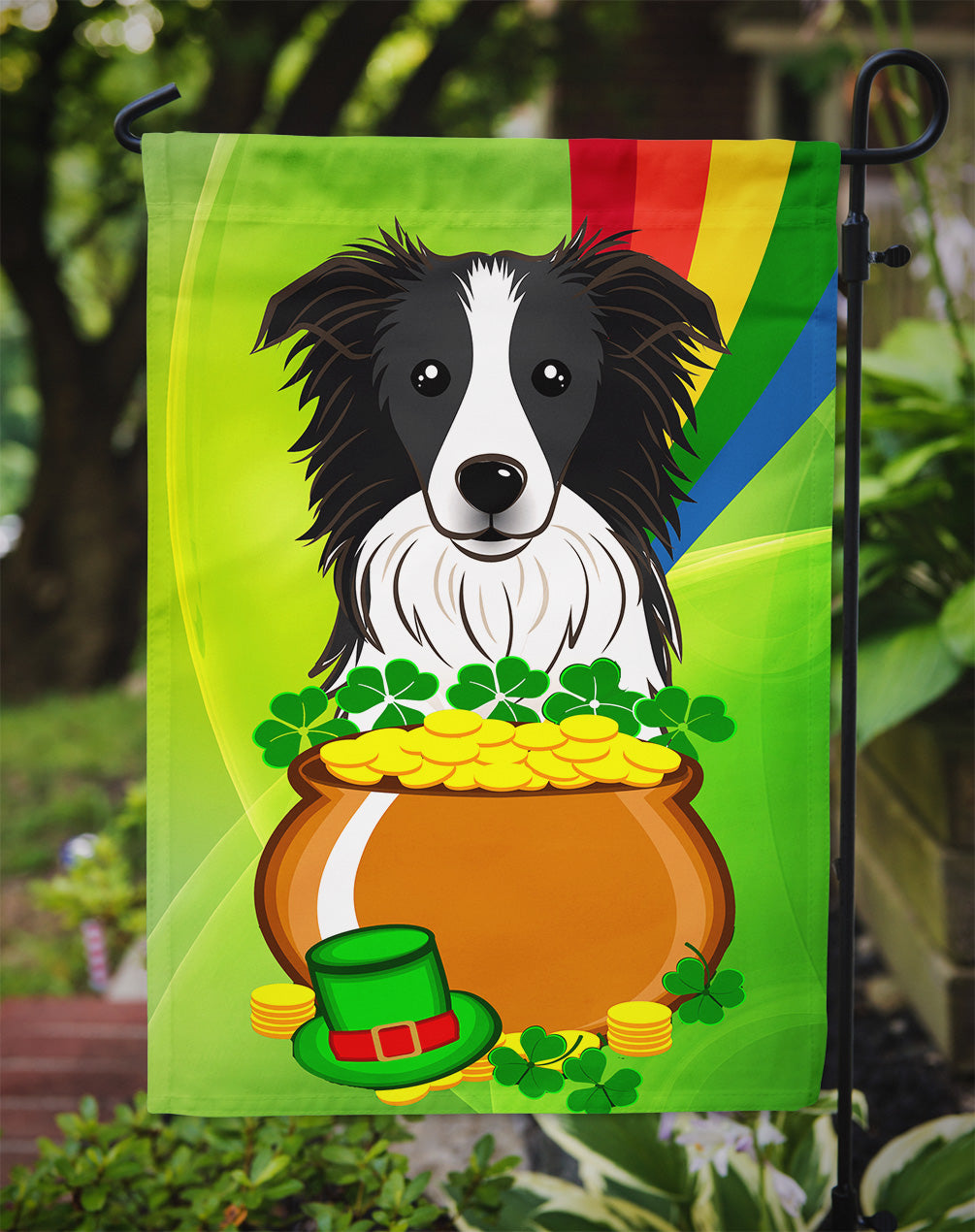 Border Collie St. Patrick's Day Flag Garden Size BB1985GF.