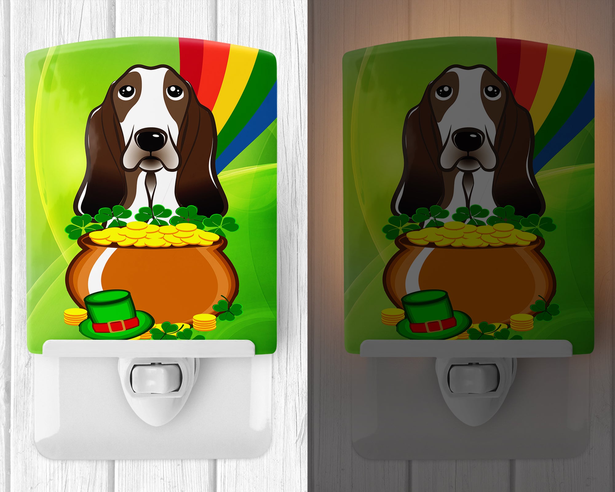 Basset Hound St. Patrick's Day Ceramic Night Light BB1987CNL - the-store.com