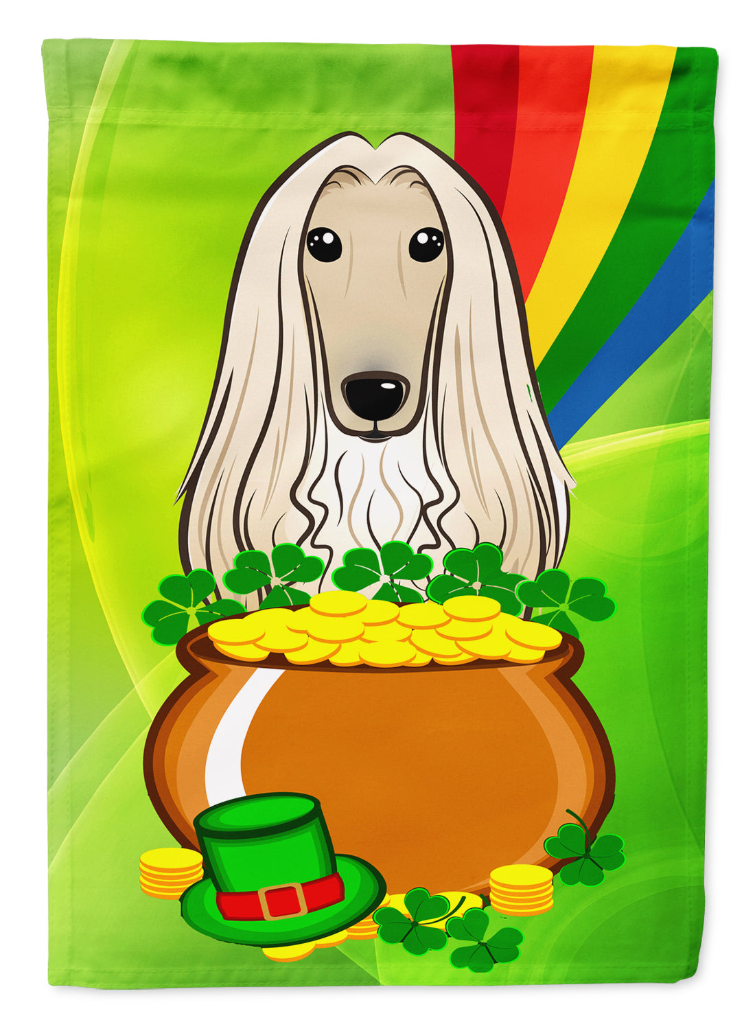 Afghan Hound St. Patrick's Day Flag Garden Size BB1988GF.