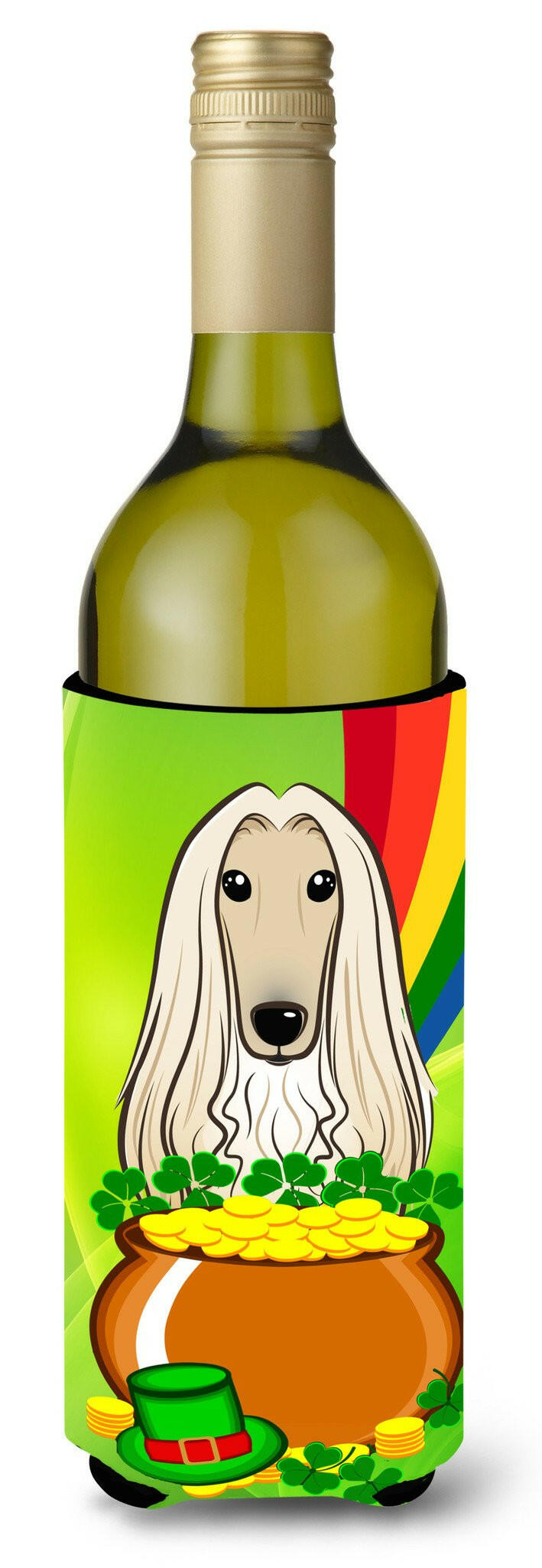 Afghan Hound St. Patrick&#39;s Day Wine Bottle Beverage Insulator Hugger BB1988LITERK by Caroline&#39;s Treasures