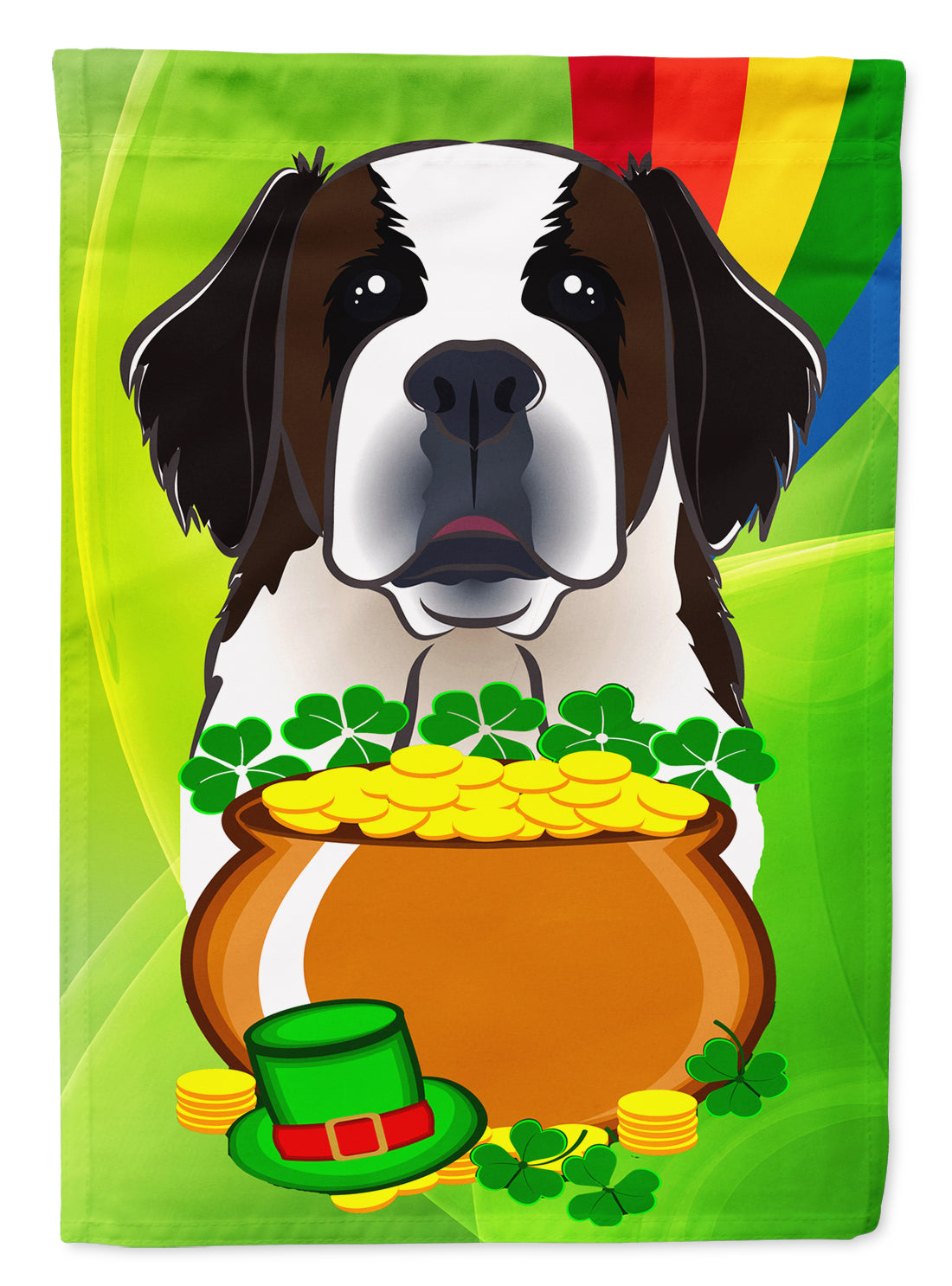 Saint Bernard St. Patrick's Day Flag Canvas House Size BB1990CHF  the-store.com.