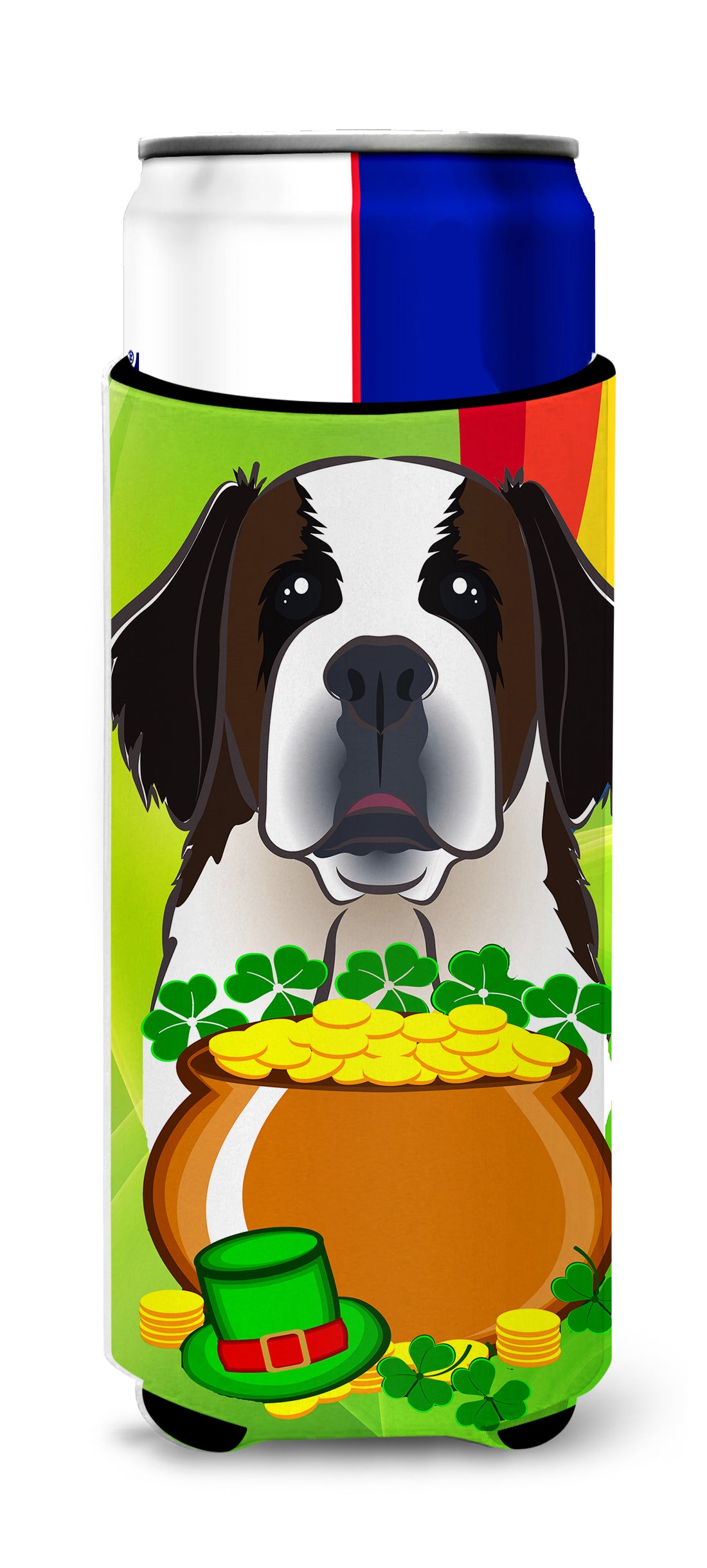 Saint Bernard St. Patrick&#39;s Day  Ultra Beverage Insulator for slim cans BB1990MUK  the-store.com.