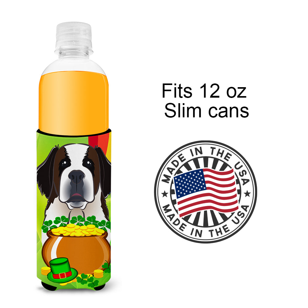 Saint Bernard St. Patrick's Day  Ultra Beverage Insulator for slim cans BB1990MUK  the-store.com.