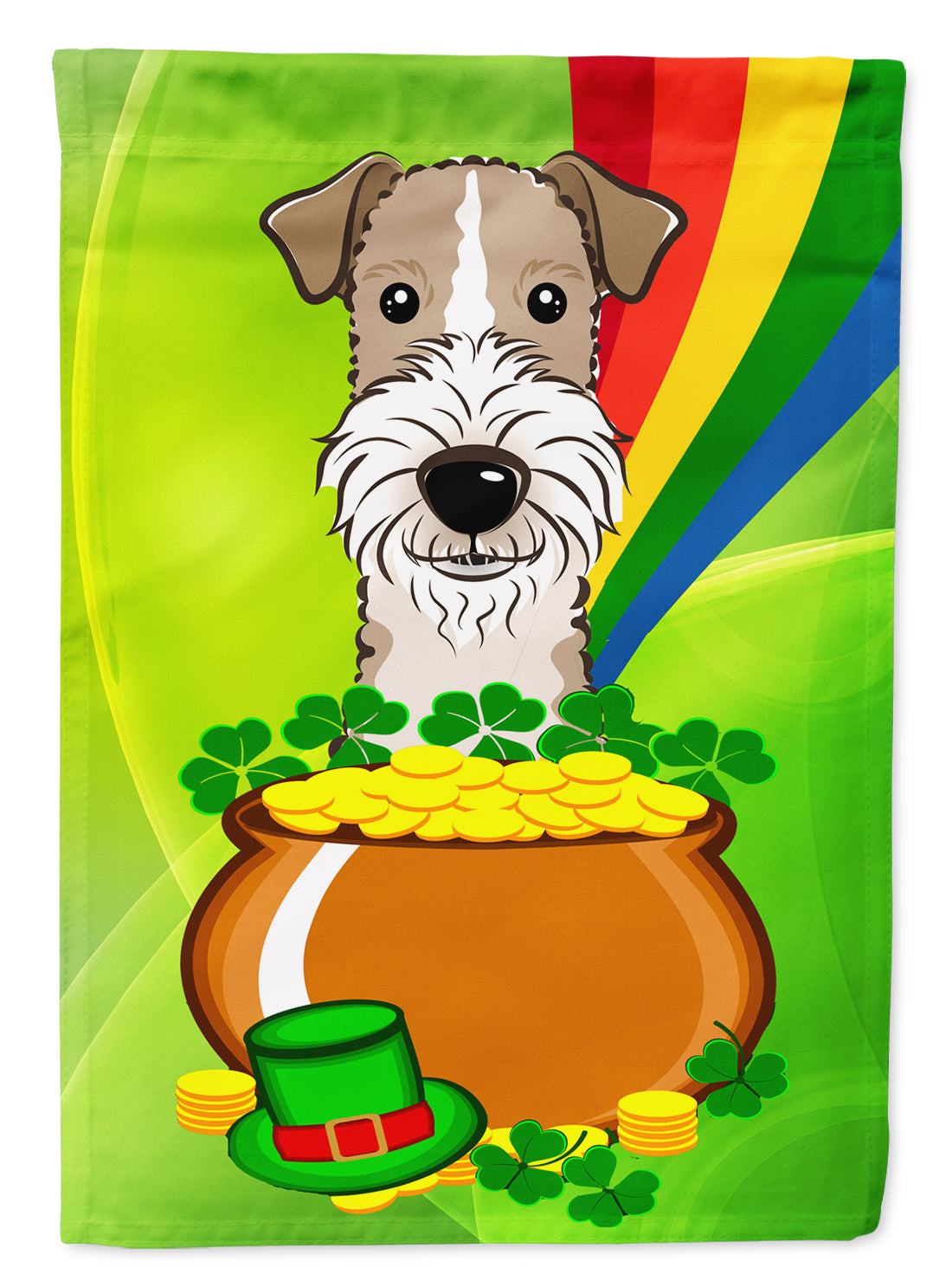 Wire Haired Fox Terrier St. Patrick's Day Flag Garden Size BB1991GF.