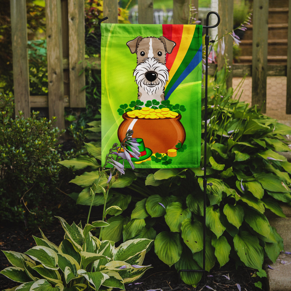 Wire Haired Fox Terrier St. Patrick's Day Flag Garden Size BB1991GF.