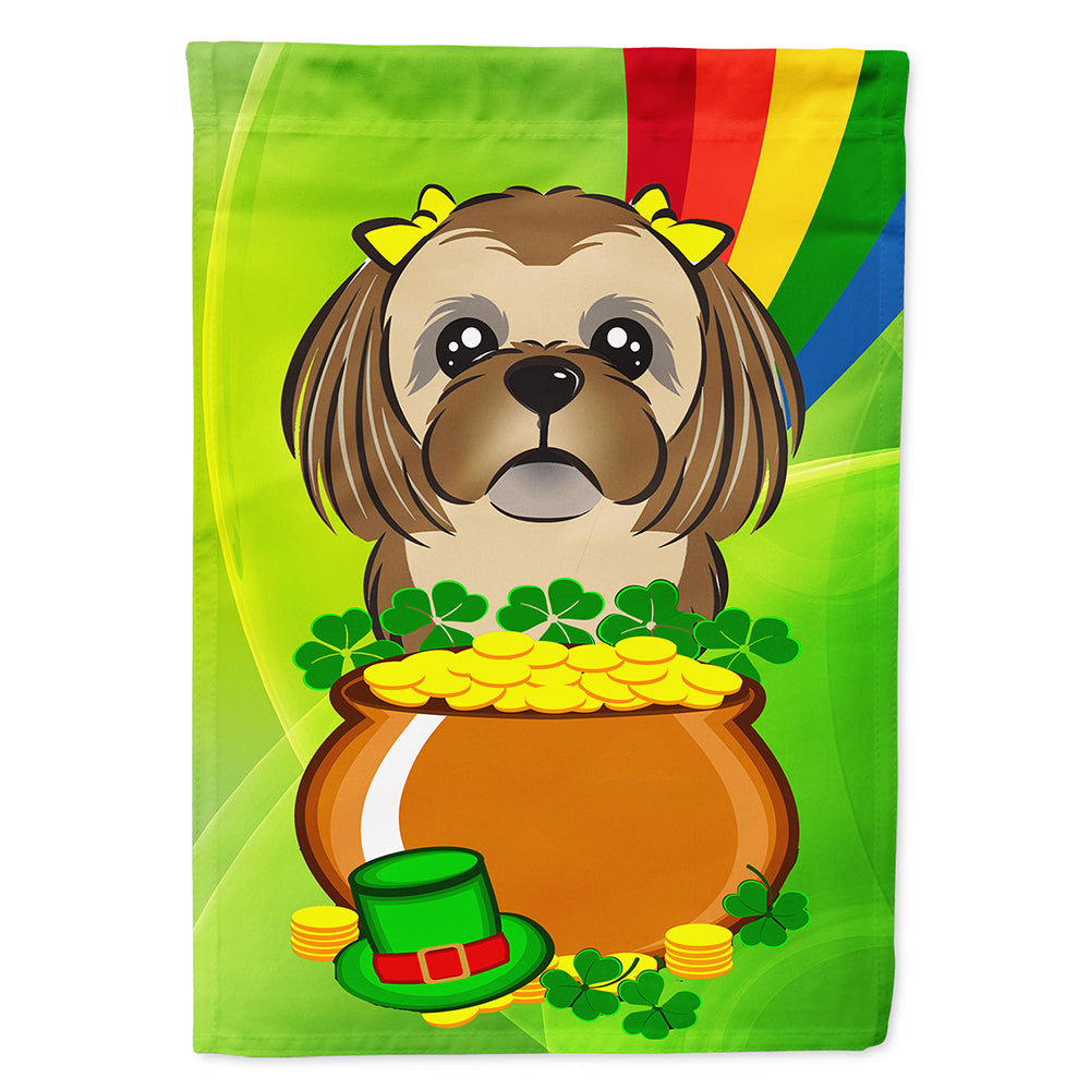 Chocolate Brown Shih Tzu St. Patrick's Day Flag Canvas House Size BB1993CHF  the-store.com.