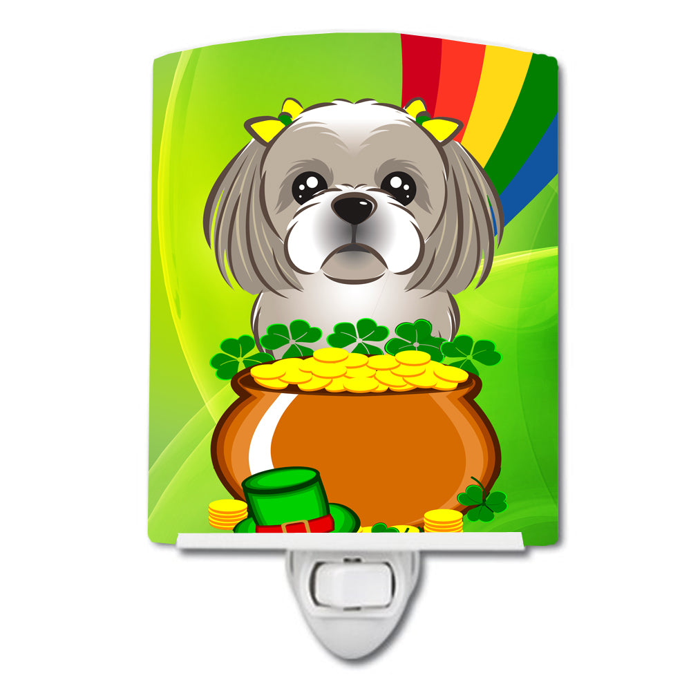 Gray Silver Shih Tzu St. Patrick's Day Ceramic Night Light BB1994CNL - the-store.com