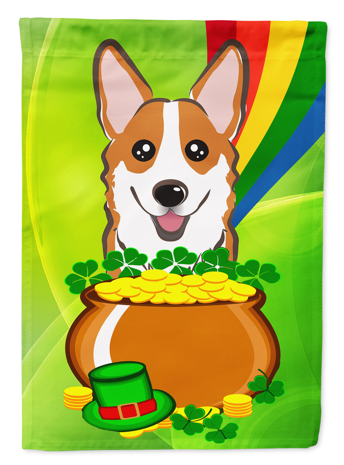 Red Corgi St. Patrick's Day Flag Garden Size BB1998GF.