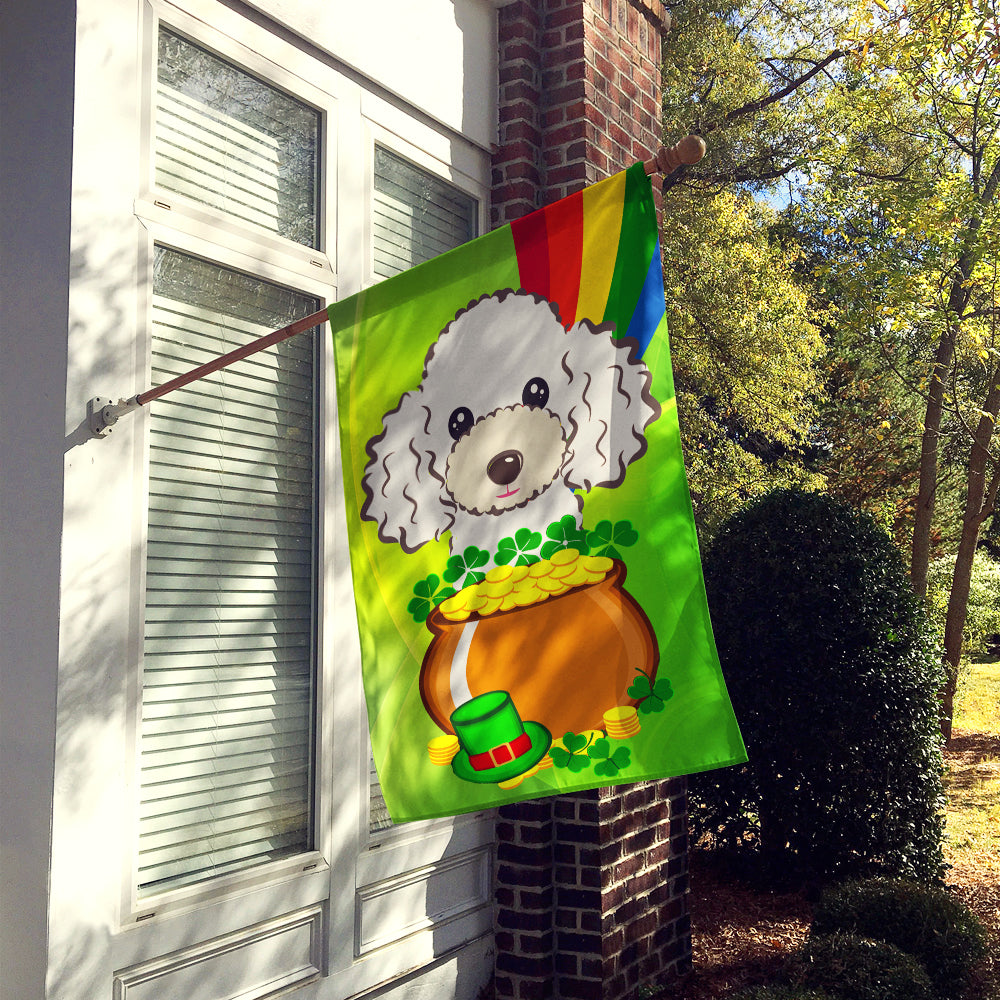 White Poodle St. Patrick's Day Flag Canvas House Size BB2001CHF  the-store.com.