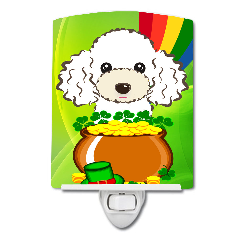 White Poodle St. Patrick's Day Ceramic Night Light BB2001CNL - the-store.com