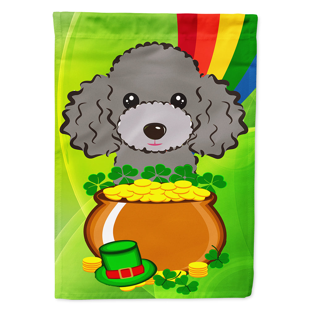 Silver Gray Poodle St. Patrick's Day Flag Canvas House Size BB2003CHF  the-store.com.