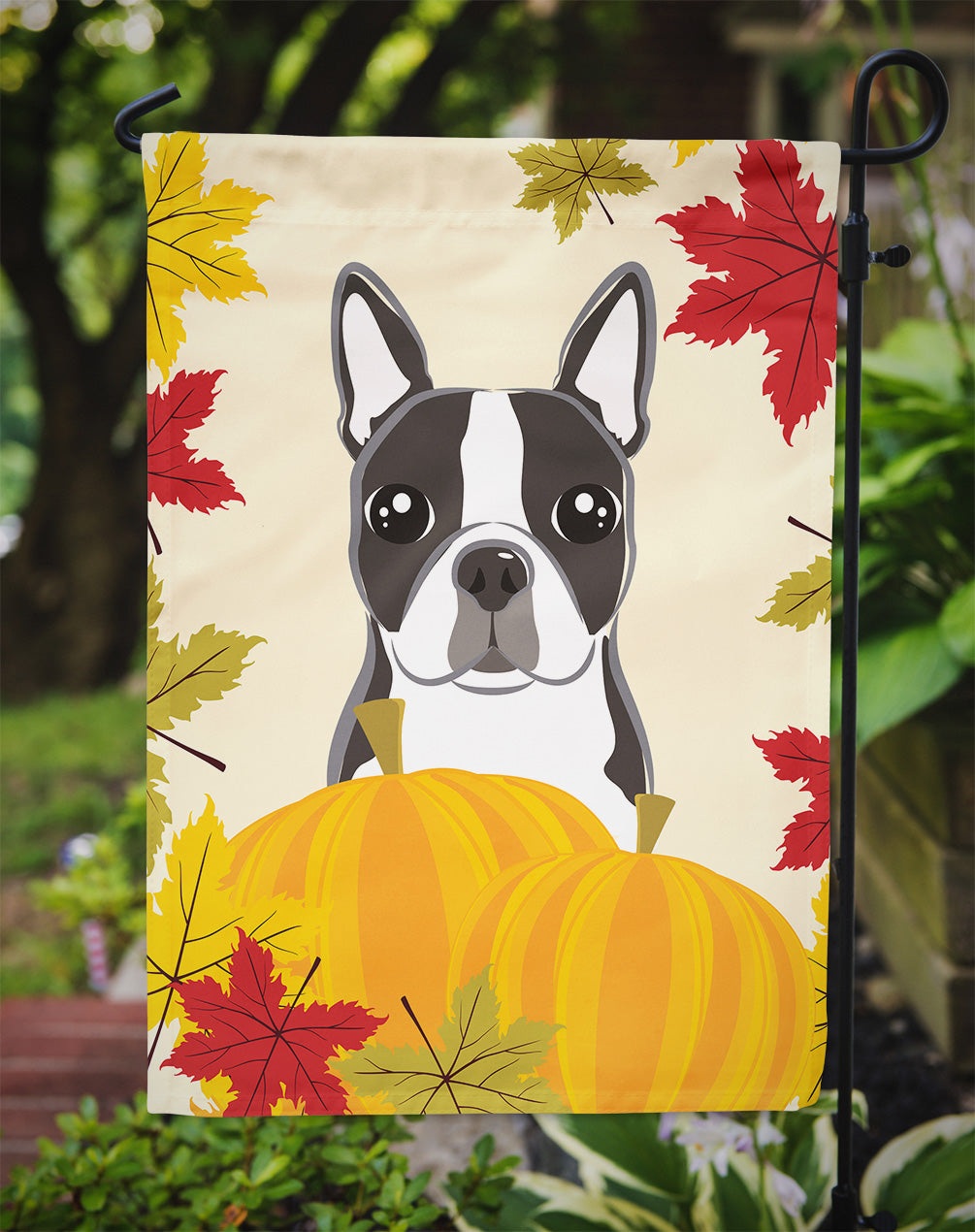 Boston Terrier Thanksgiving Flag Garden Size BB2009GF.