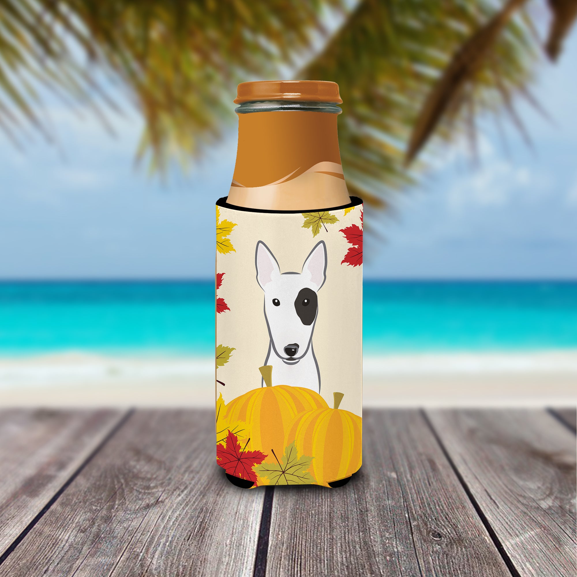 Bull Terrier Thanksgiving  Ultra Beverage Insulator for slim cans BB2015MUK  the-store.com.