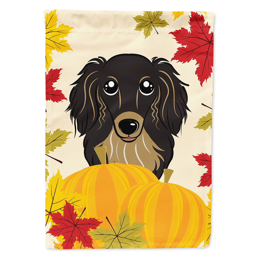 Longhair Black and Tan Dachshund Thanksgiving Flag Canvas House Size BB2019CHF  the-store.com.