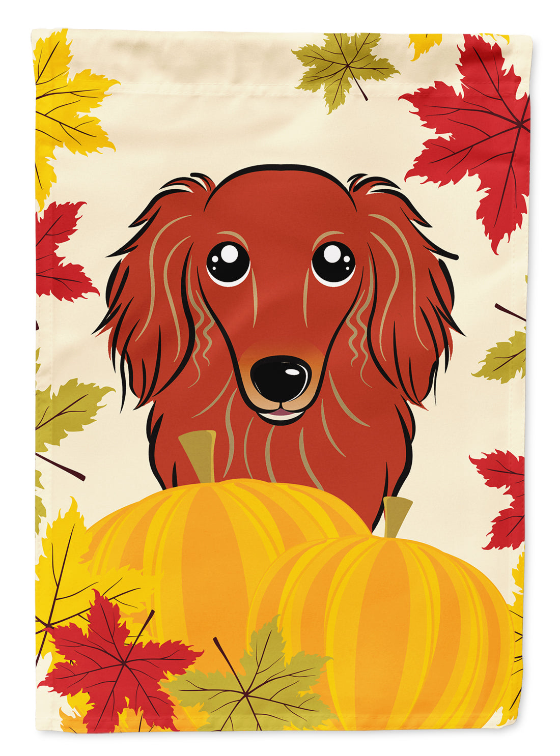 Longhair Red Dachshund Thanksgiving Flag Garden Size BB2020GF.