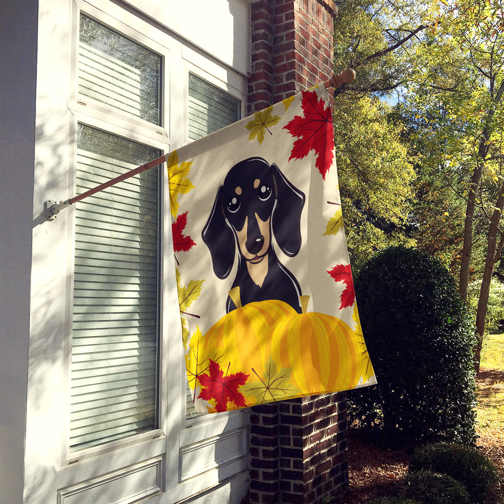 Smooth Black and Tan Dachshund Thanksgiving Flag Canvas House Size BB2021CHF  the-store.com.