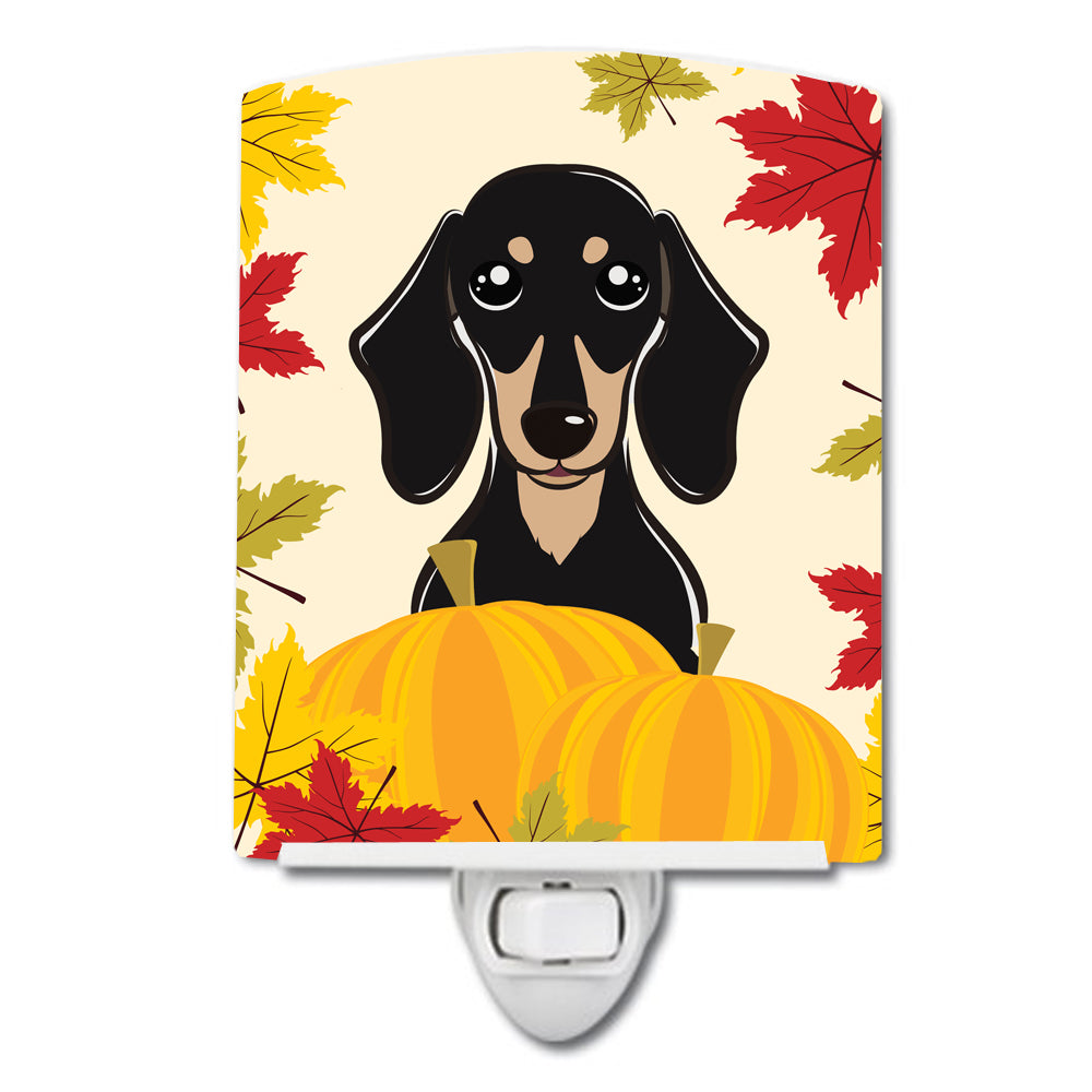 Smooth Black and Tan Dachshund Thanksgiving Ceramic Night Light BB2021CNL - the-store.com