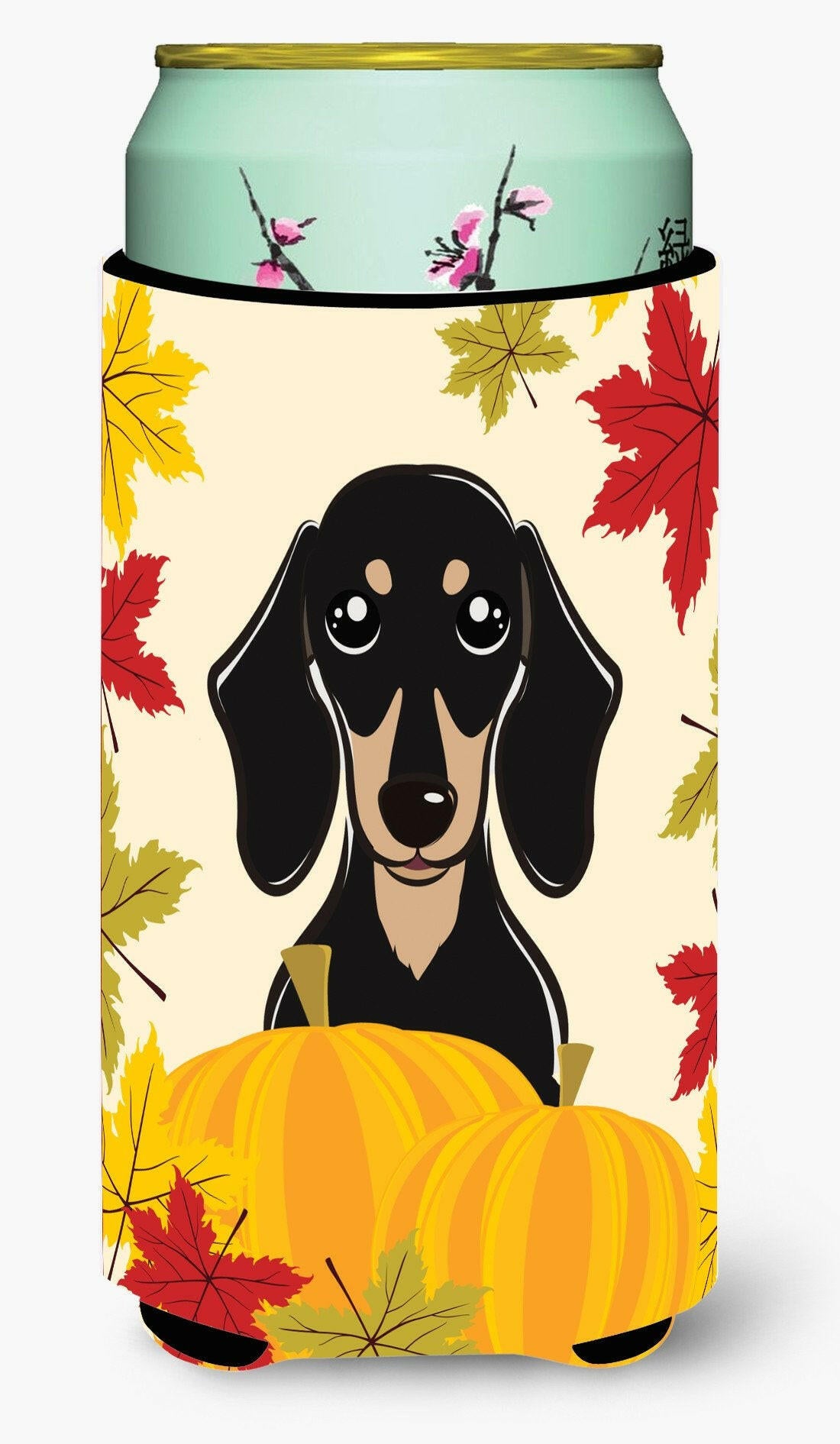 Smooth Black and Tan Dachshund Thanksgiving Tall Boy Beverage Insulator  Hugger BB2021TBC by Caroline's Treasures