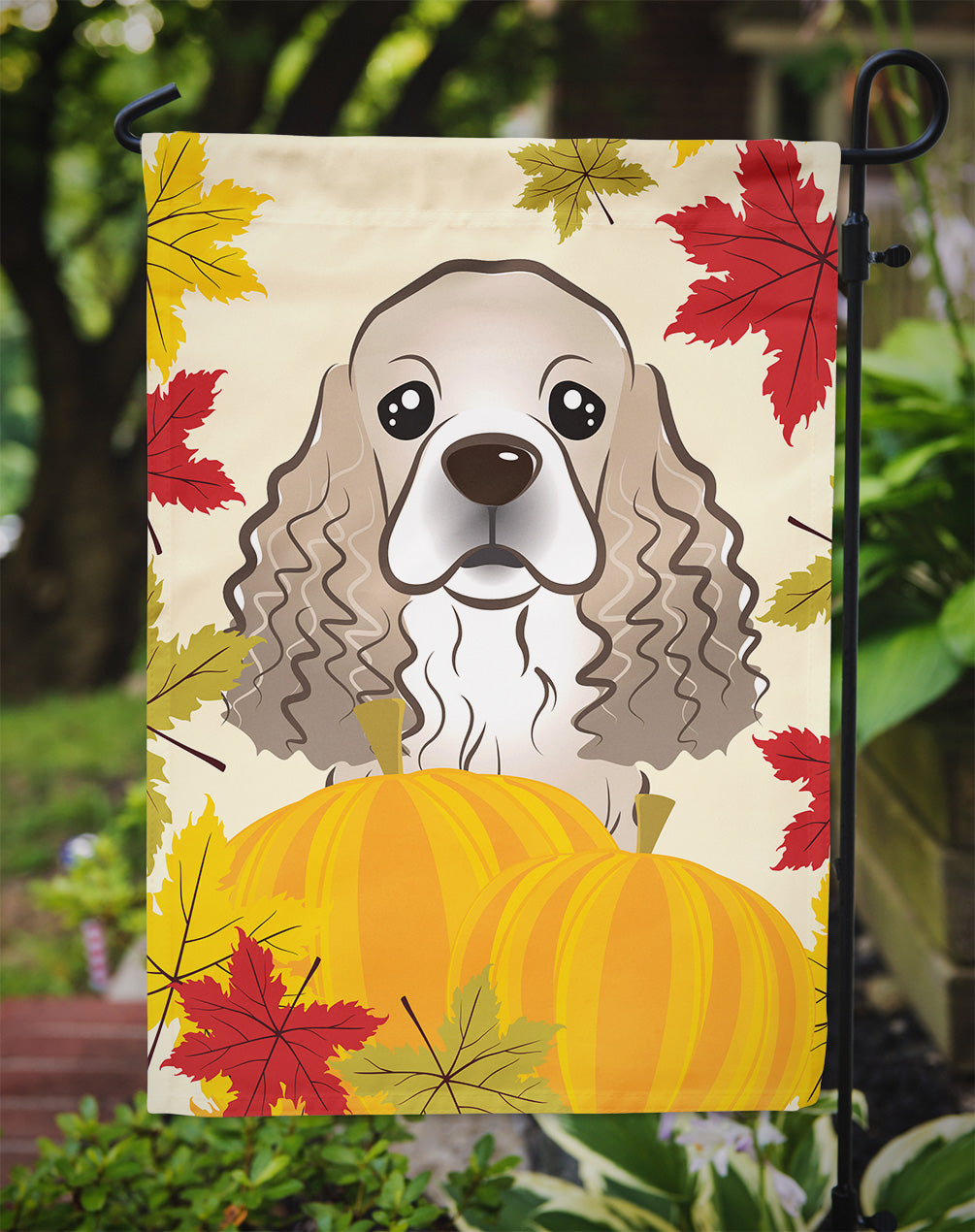 Cocker Spaniel Thanksgiving Flag Garden Size BB2022GF.