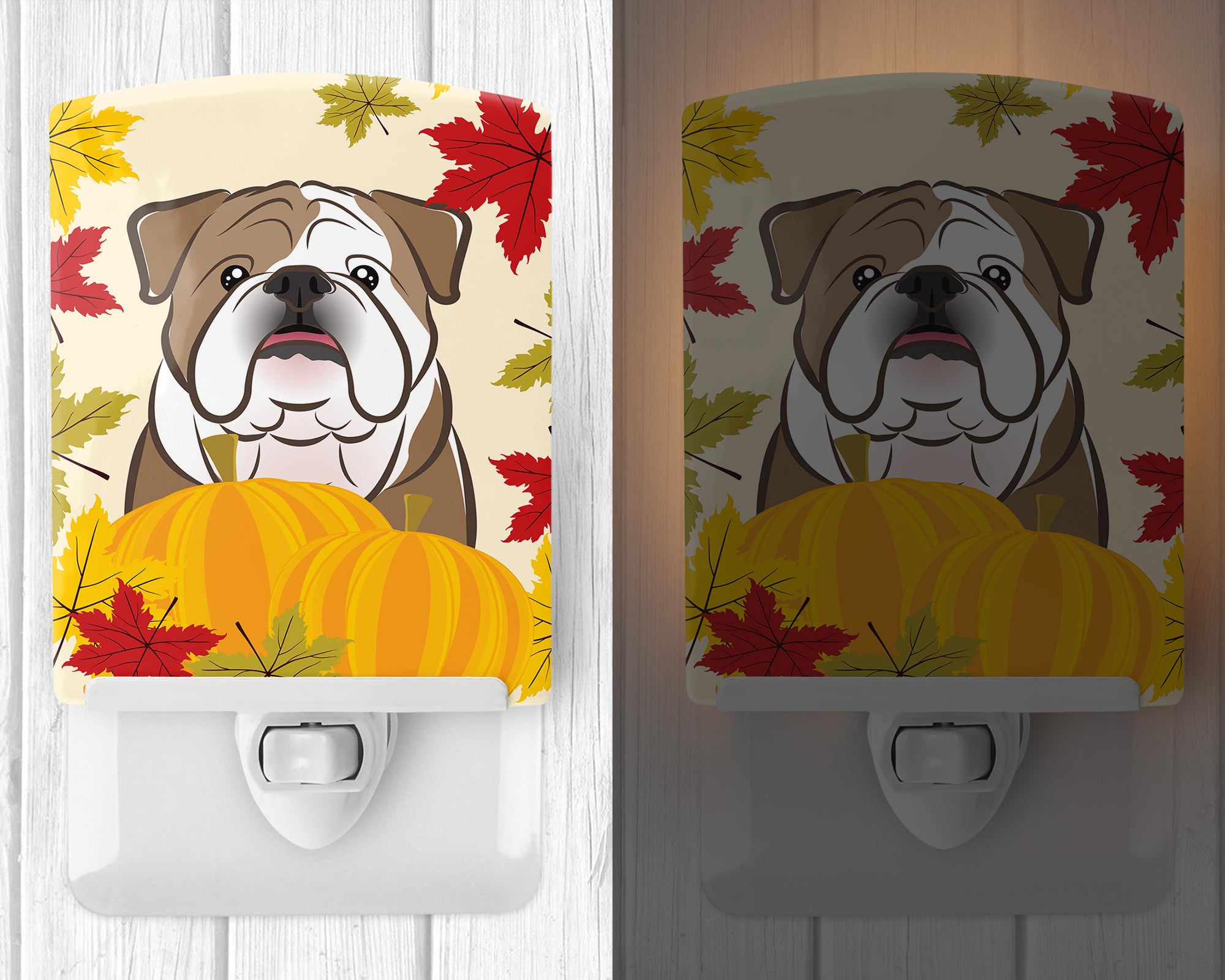 English Bulldog Thanksgiving Ceramic Night Light BB2025CNL - the-store.com