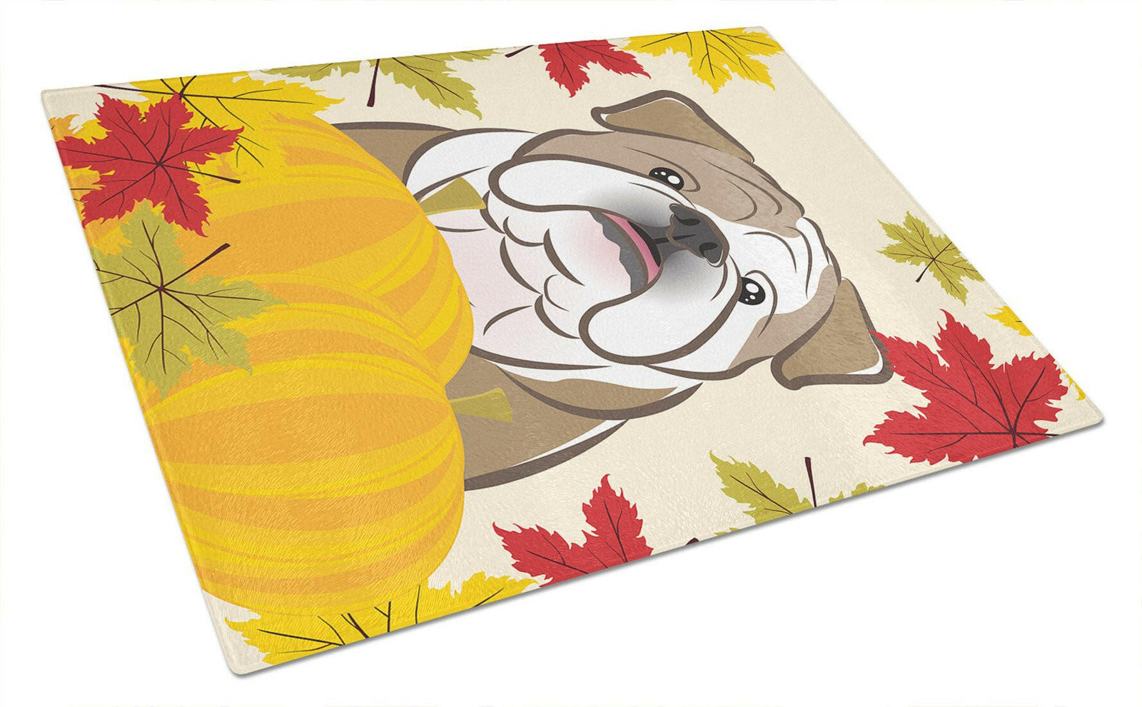 English Bulldog Thanksgiving Glass Cutting Board Large BB2025LCB by Caroline's Treasures