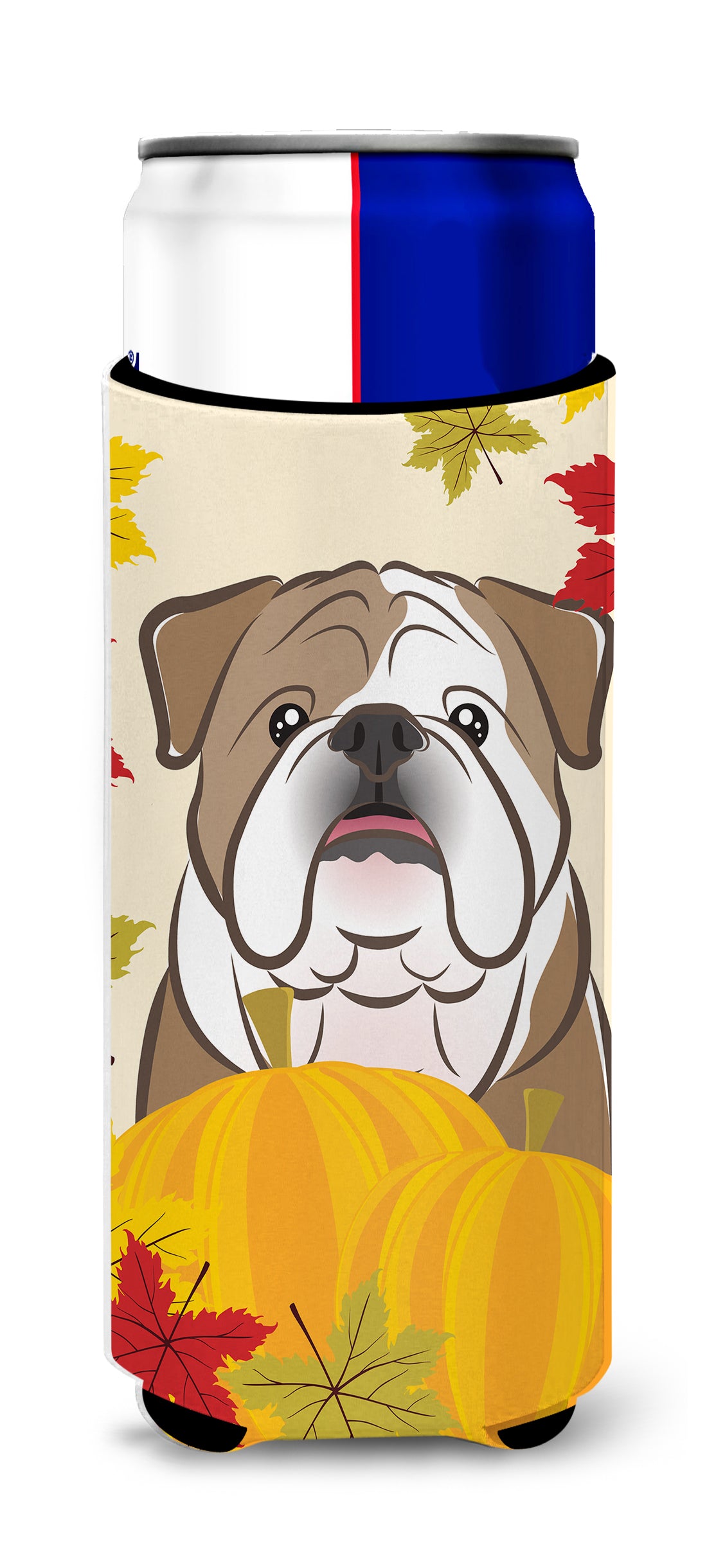 English Bulldog Thanksgiving  Ultra Beverage Insulator for slim cans BB2025MUK  the-store.com.