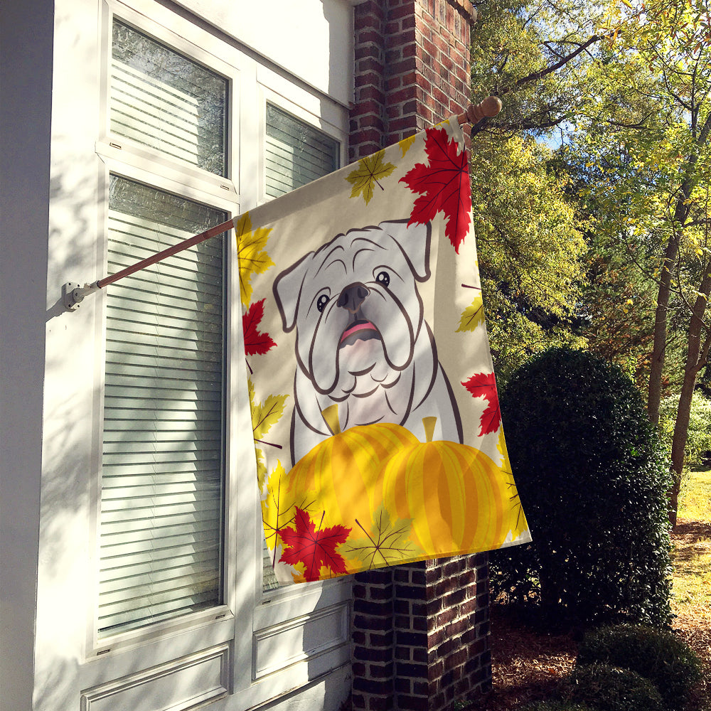 White English Bulldog  Thanksgiving Flag Canvas House Size BB2026CHF  the-store.com.