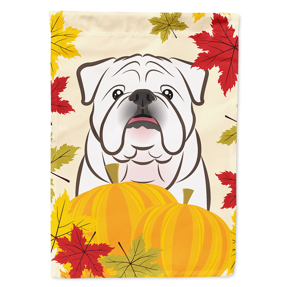 White English Bulldog  Thanksgiving Flag Canvas House Size BB2026CHF  the-store.com.