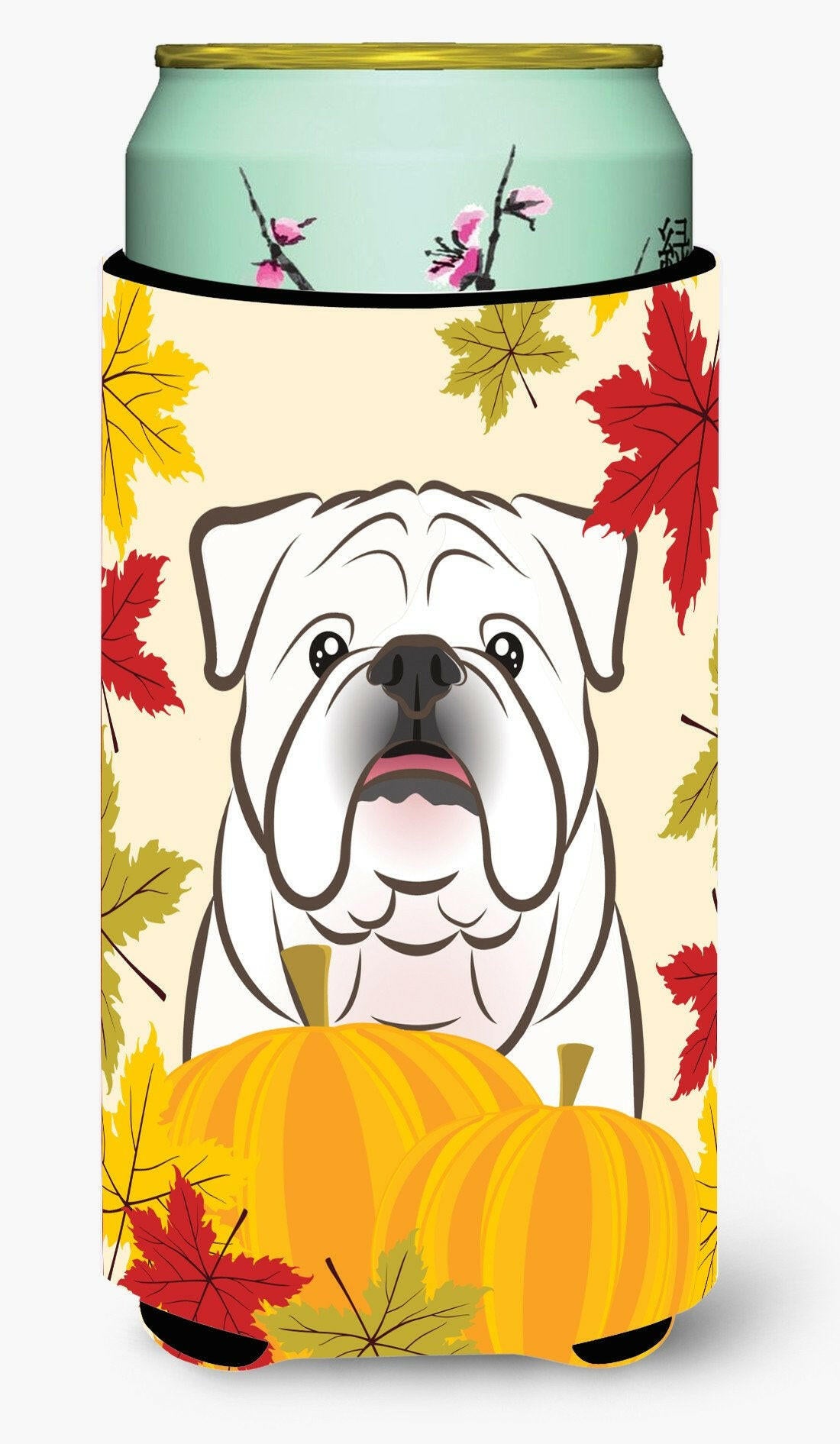 White English Bulldog  Thanksgiving Tall Boy Beverage Insulator  Hugger BB2026TBC by Caroline&#39;s Treasures