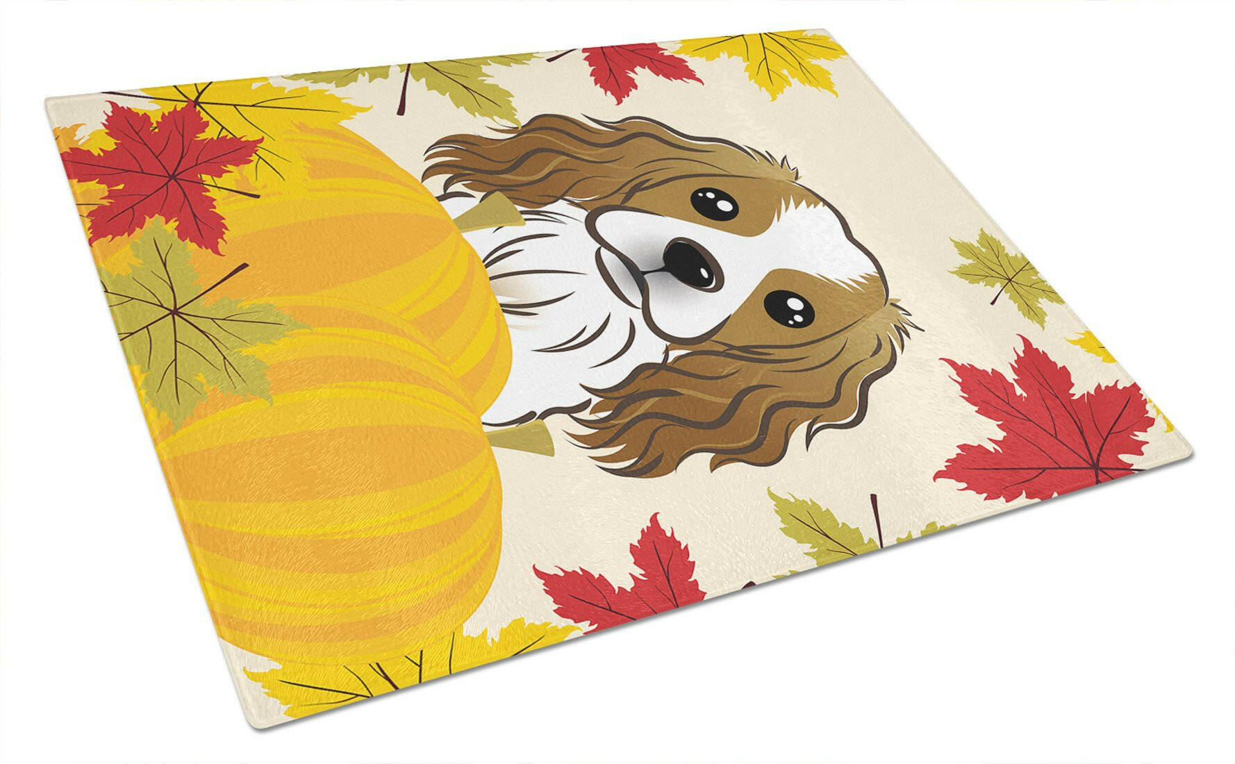 Cavalier Spaniel Thanksgiving Glass Cutting Board Large BB2030LCB by Caroline's Treasures