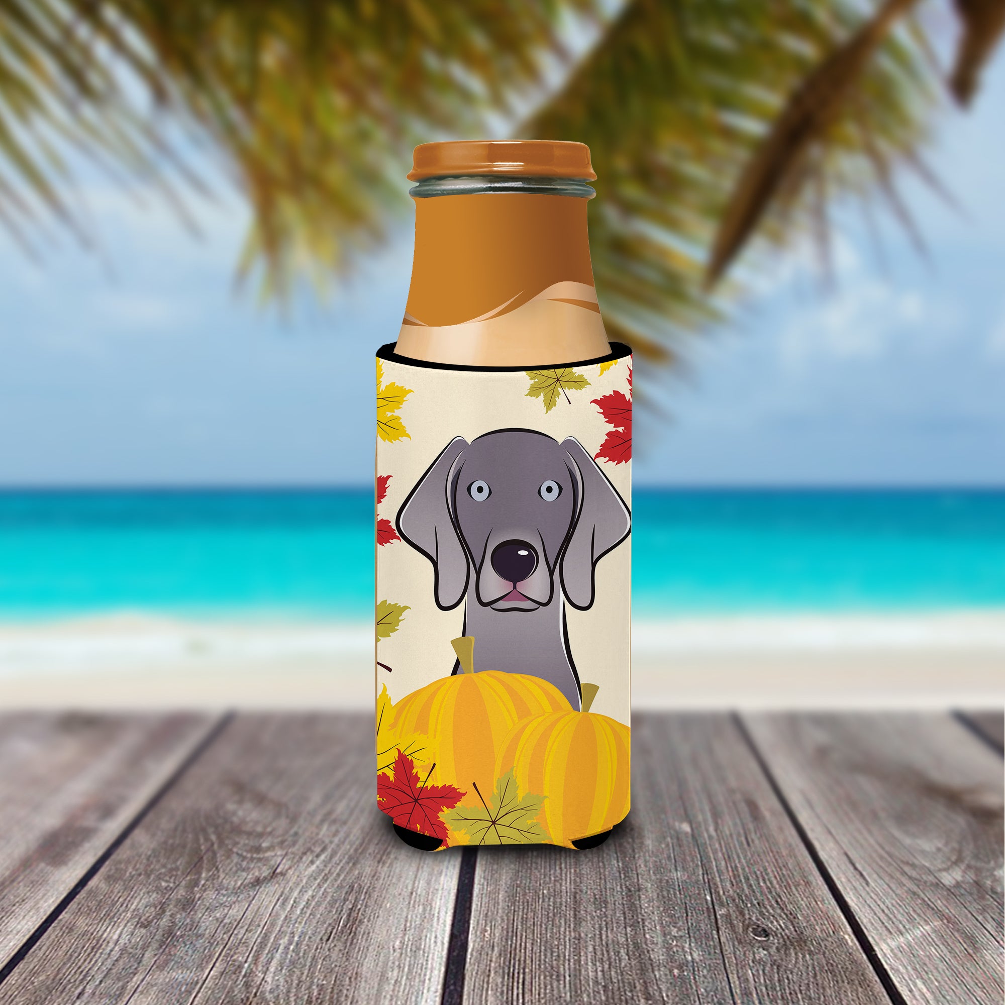 Weimaraner Thanksgiving  Ultra Beverage Insulator for slim cans BB2037MUK  the-store.com.