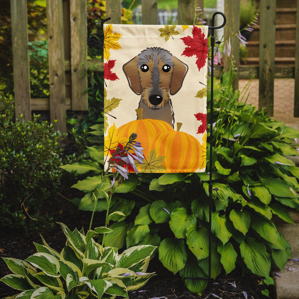 Wirehaired Dachshund Thanksgiving Flag Garden Size BB2039GF.