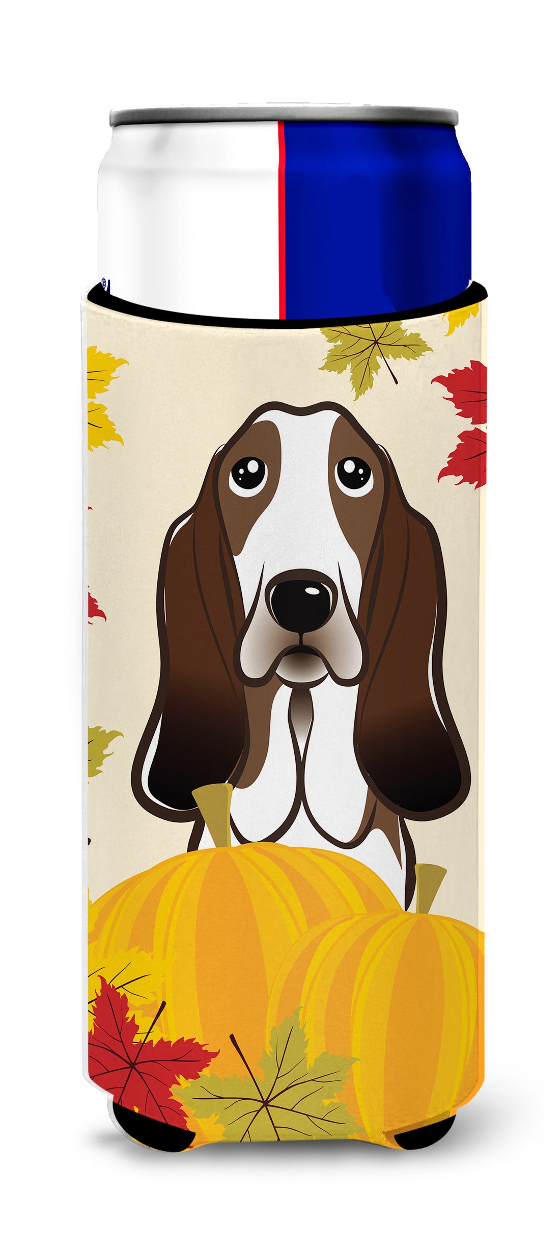 Basset Hound Thanksgiving  Ultra Beverage Insulator for slim cans BB2049MUK  the-store.com.