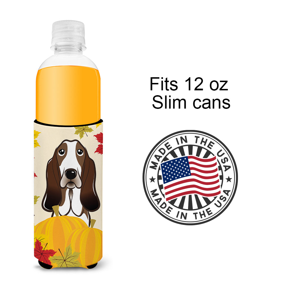 Basset Hound Thanksgiving  Ultra Beverage Insulator for slim cans BB2049MUK  the-store.com.