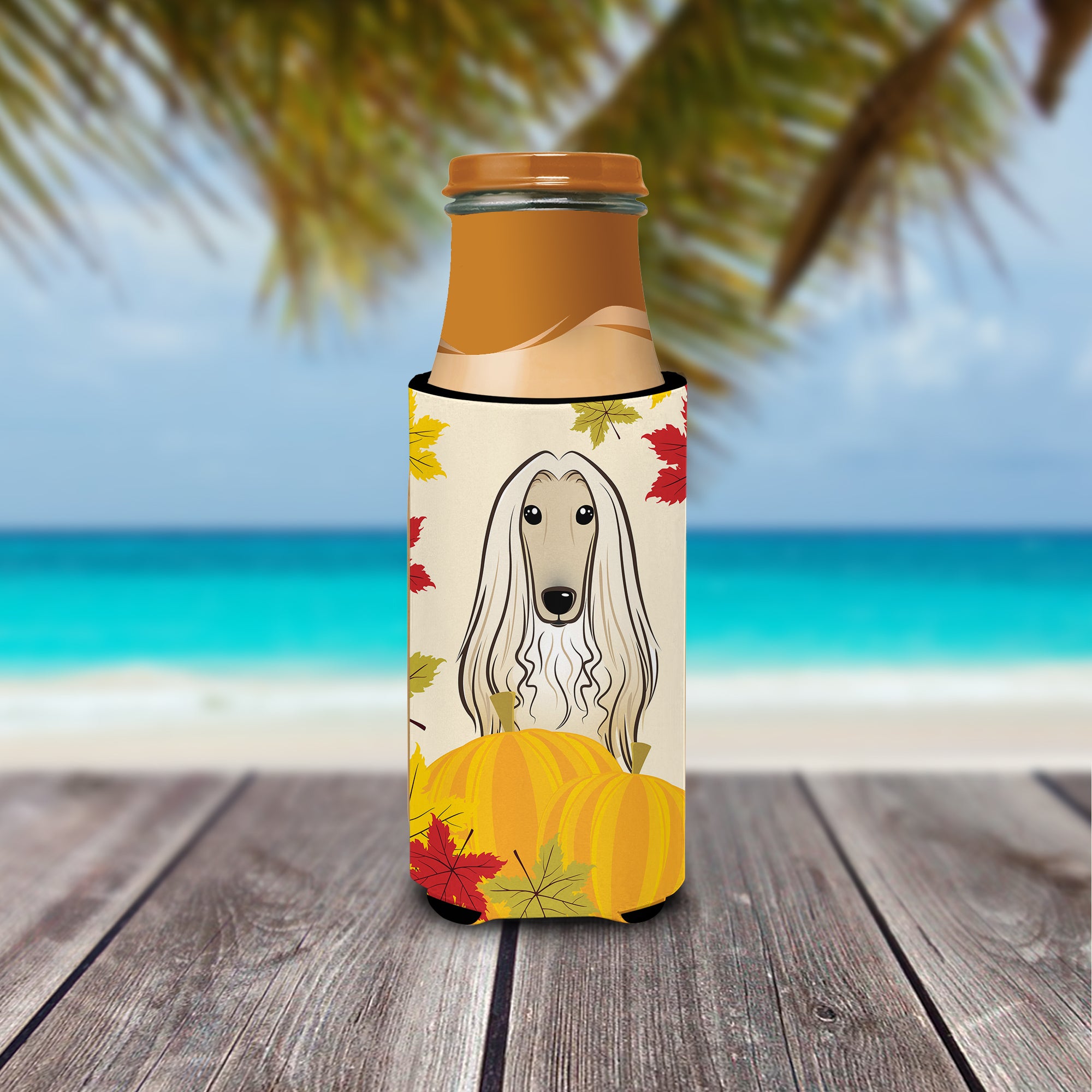 Afghan Hound Thanksgiving  Ultra Beverage Insulator for slim cans BB2050MUK  the-store.com.