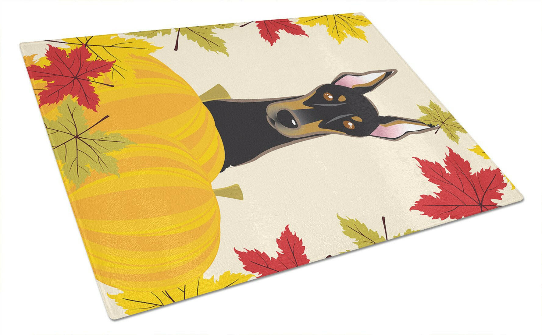 Doberman Thanksgiving Glass Cutting Board Large BB2051LCB by Caroline's Treasures