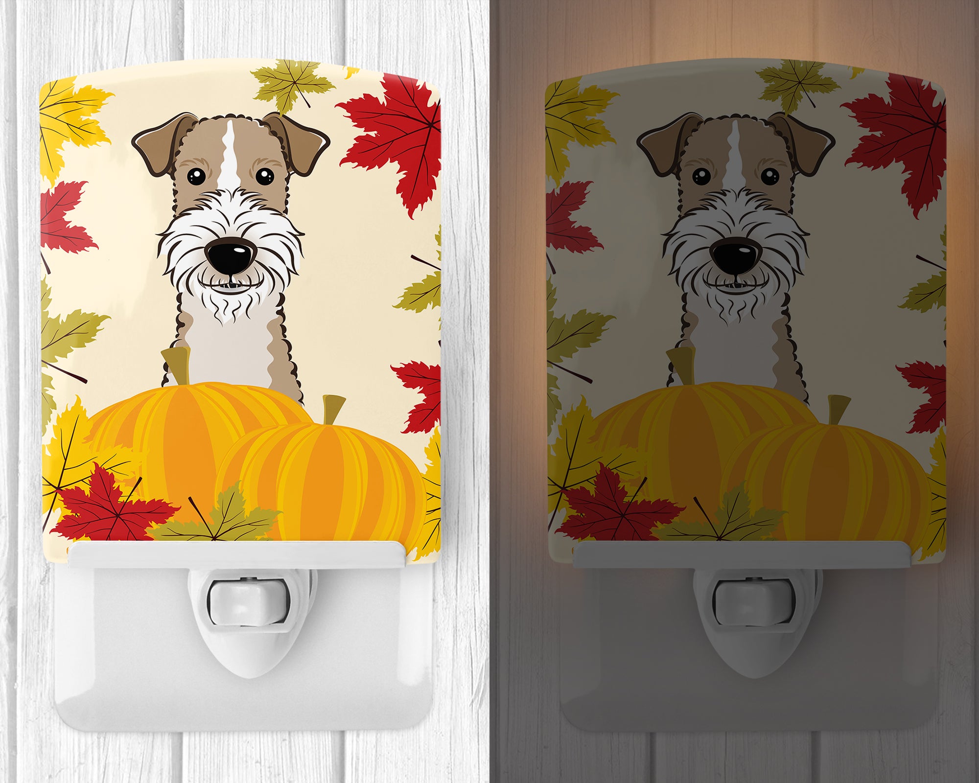 Wire Haired Fox Terrier Thanksgiving Ceramic Night Light BB2053CNL - the-store.com