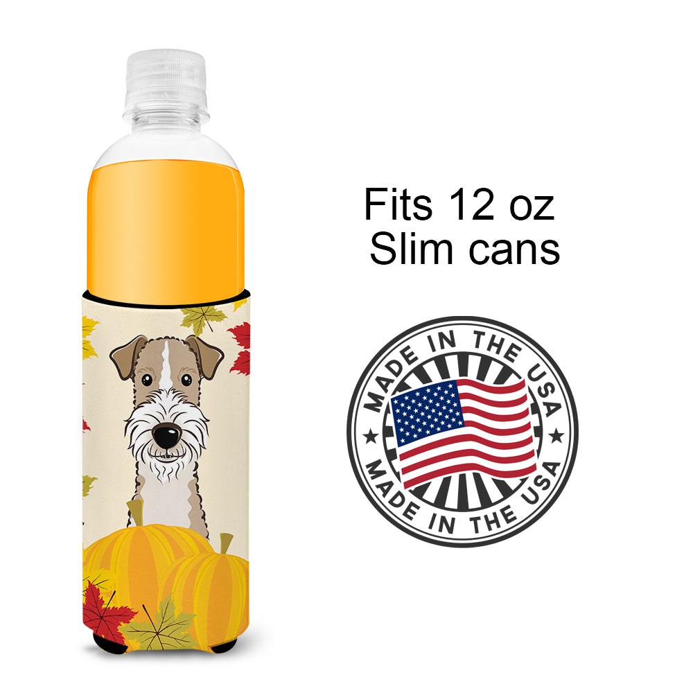 Wire Haired Fox Terrier Thanksgiving  Ultra Beverage Insulator for slim cans BB2053MUK  the-store.com.