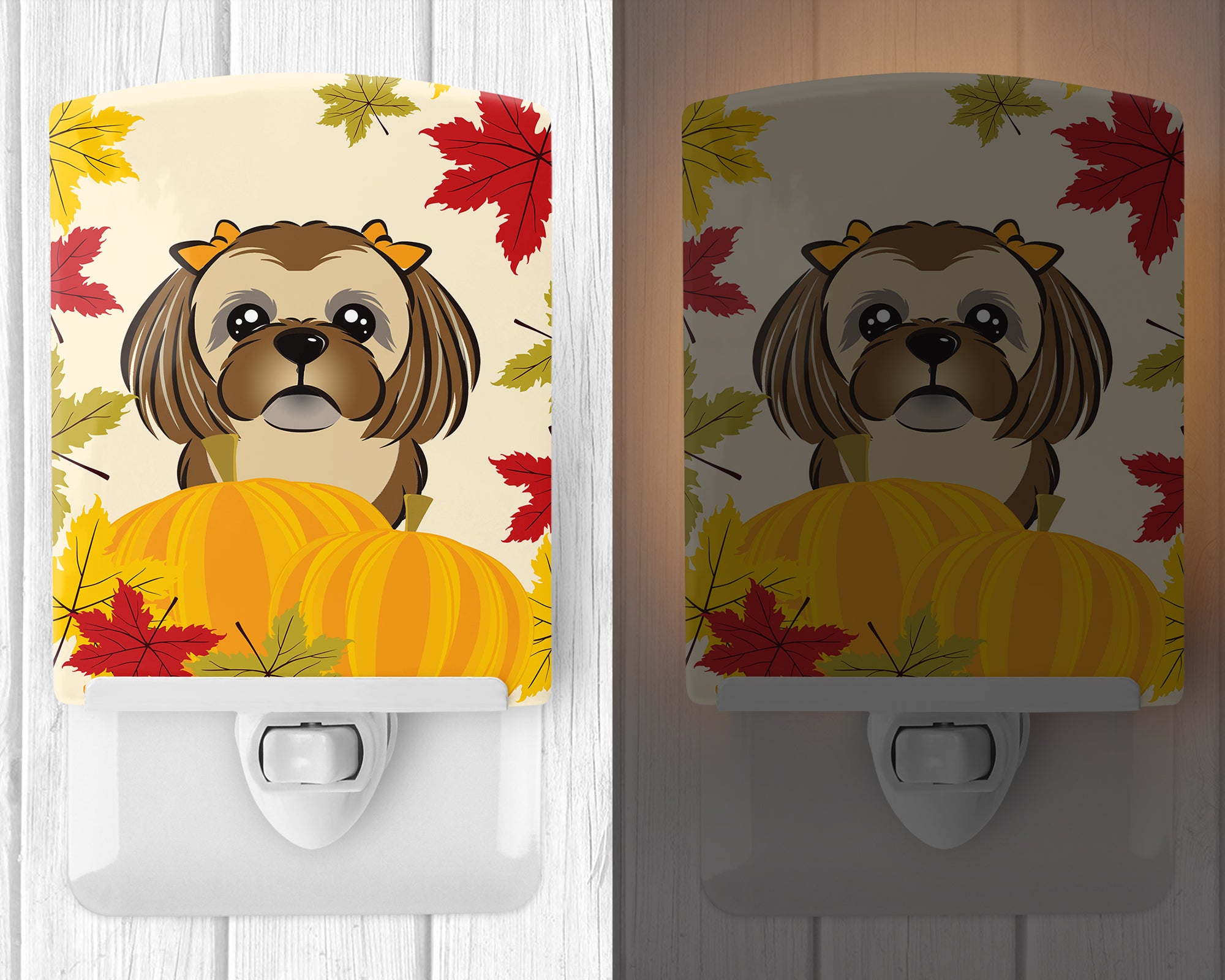 Chocolate Brown Shih Tzu Thanksgiving Ceramic Night Light BB2055CNL - the-store.com