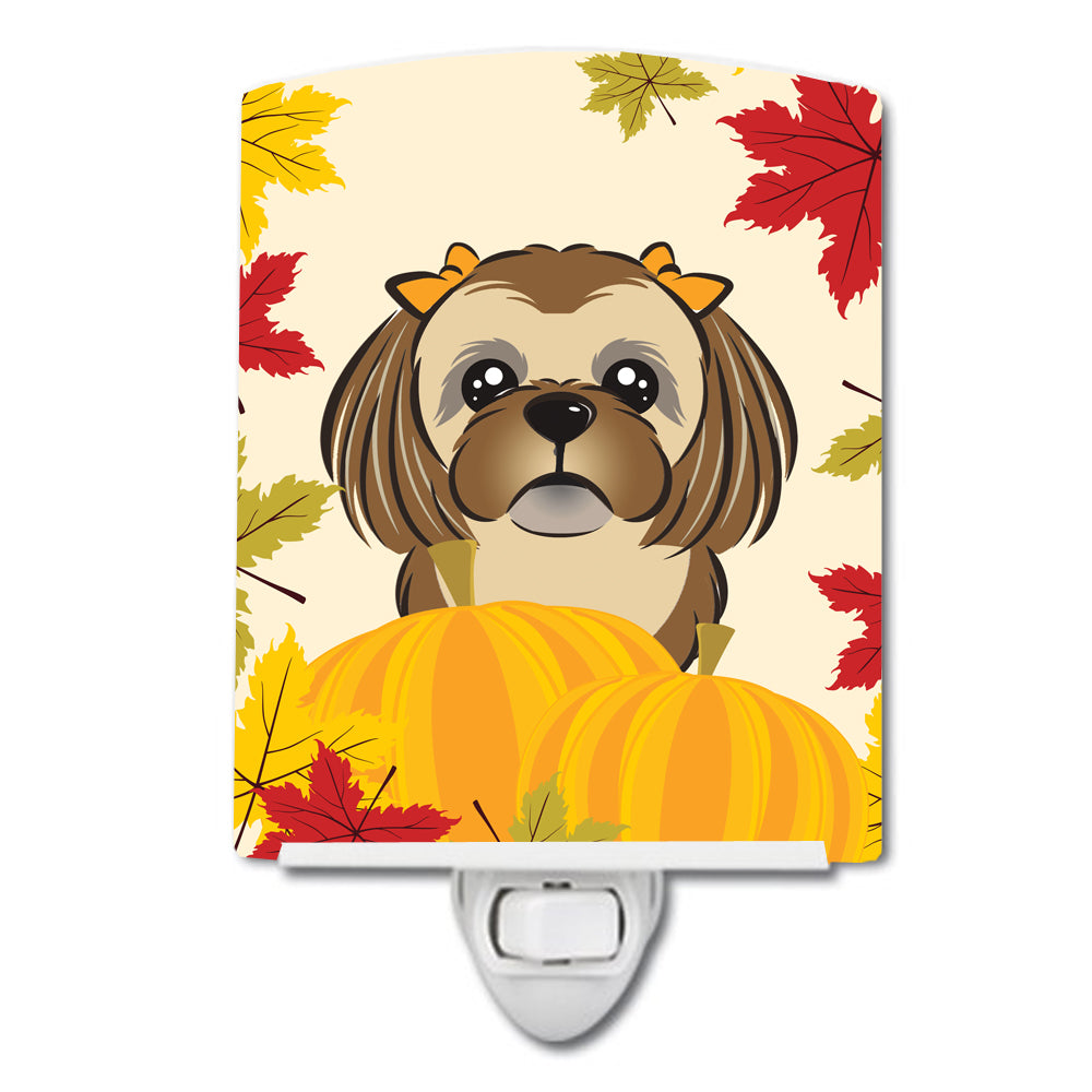 Chocolate Brown Shih Tzu Thanksgiving Ceramic Night Light BB2055CNL - the-store.com