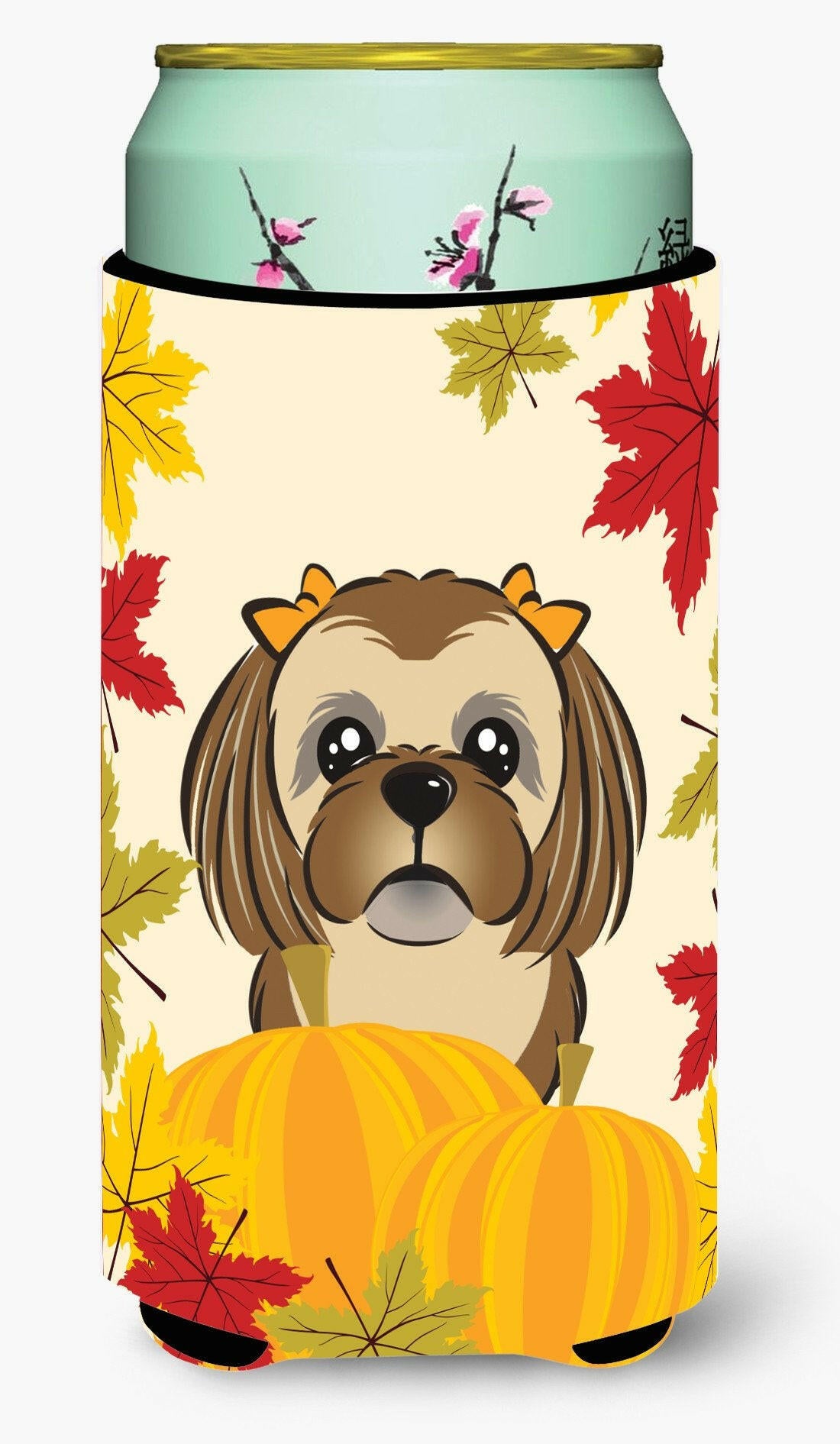 Chocolate Brown Shih Tzu Thanksgiving Tall Boy Beverage Insulator  Hugger BB2055TBC by Caroline's Treasures