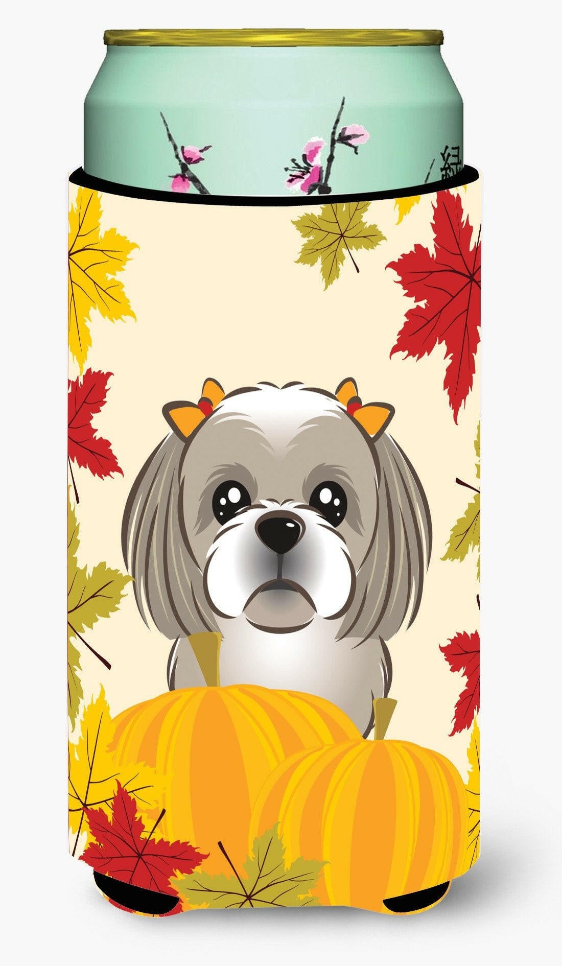 Gray Silver Shih Tzu Thanksgiving Tall Boy Beverage Insulator  Hugger BB2056TBC by Caroline's Treasures