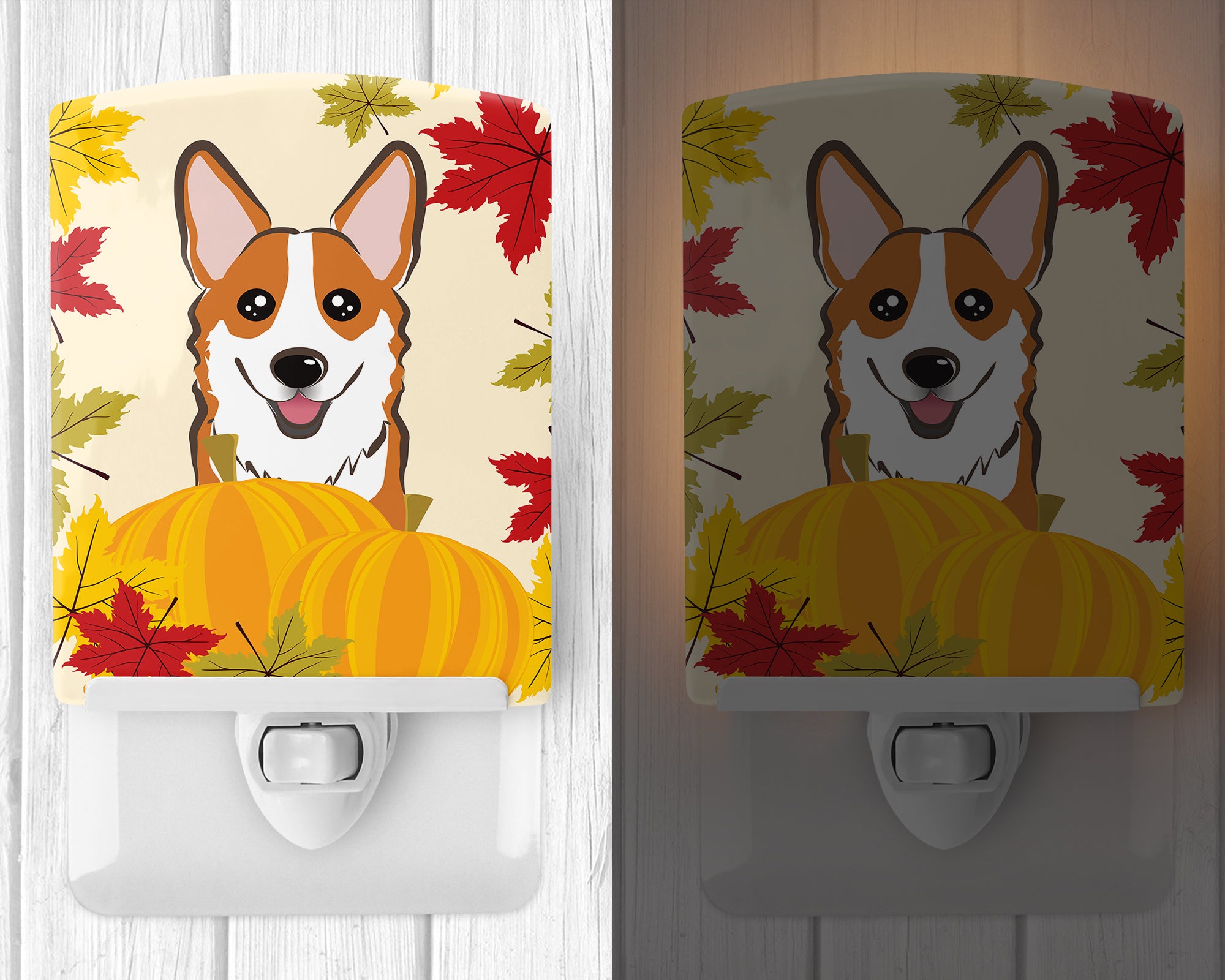 Red Corgi Thanksgiving Ceramic Night Light BB2060CNL - the-store.com