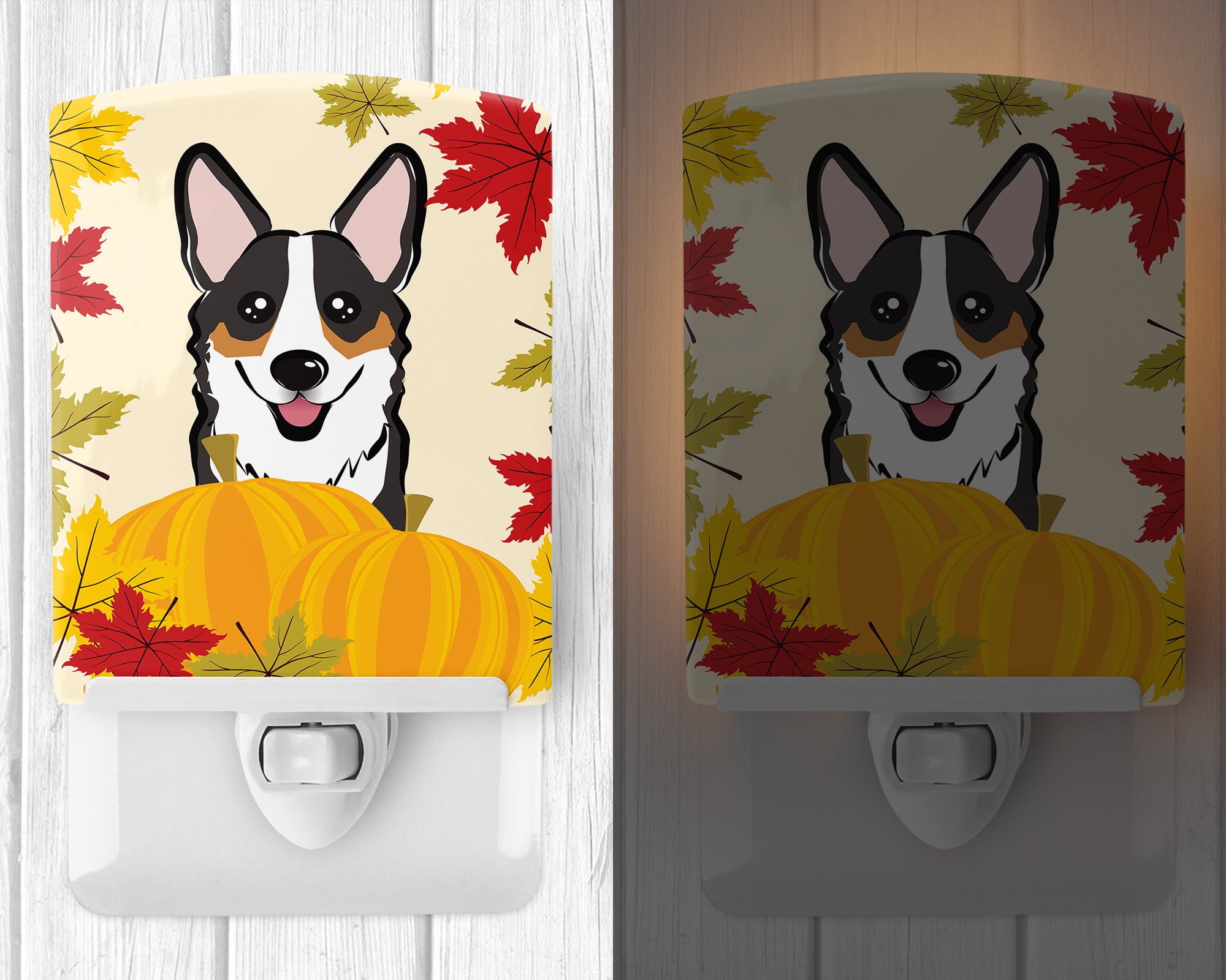 Tricolor Corgi Thanksgiving Ceramic Night Light BB2061CNL - the-store.com