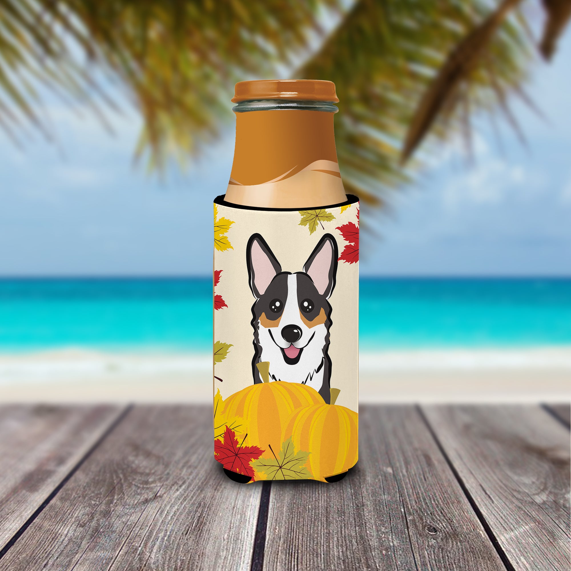 Tricolor Corgi Thanksgiving  Ultra beverage Insulator for slim cans BB2061MUK  the-store.com.