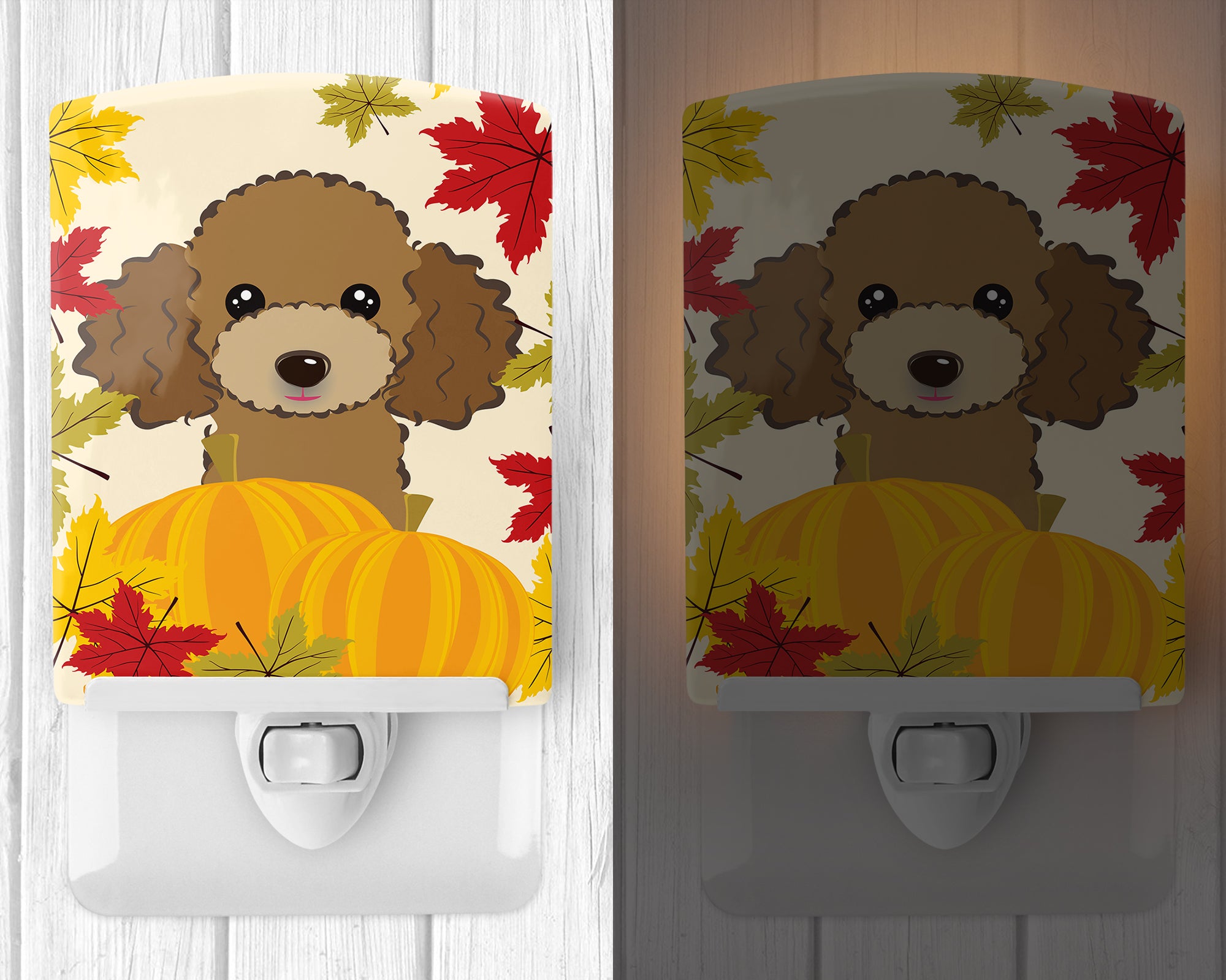 Chocolate Brown Poodle Thanksgiving Ceramic Night Light BB2062CNL - the-store.com