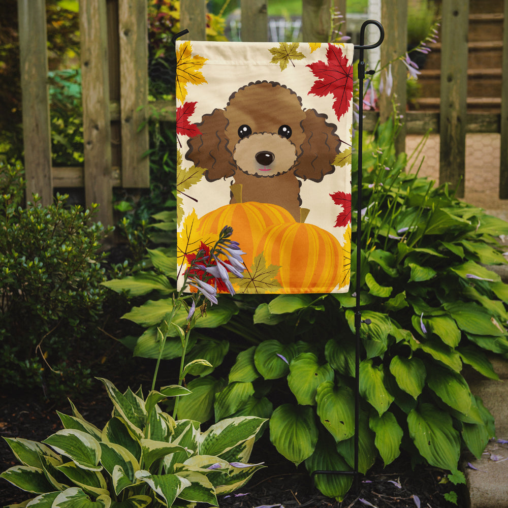 Chocolate Brown Poodle Thanksgiving Flag Garden Size BB2062GF.