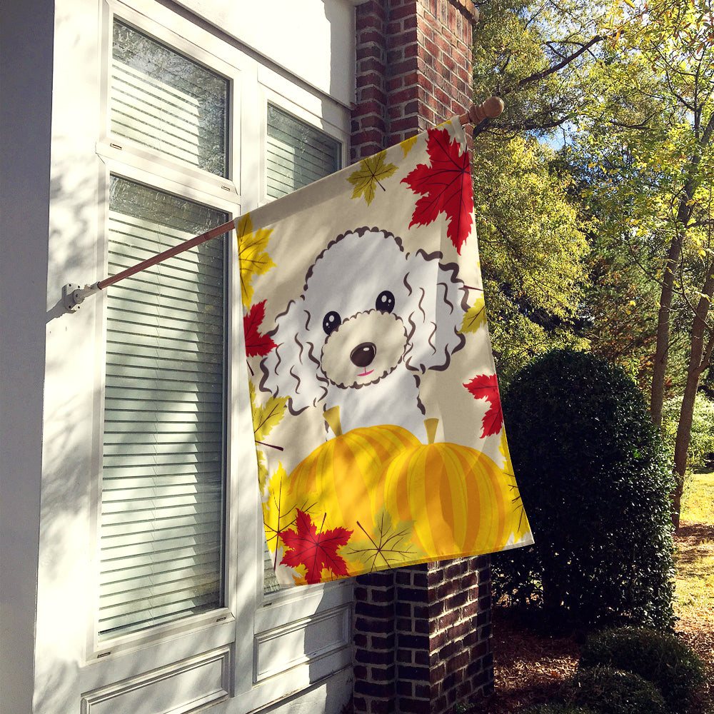 White Poodle Thanksgiving Flag Canvas House Size BB2063CHF  the-store.com.