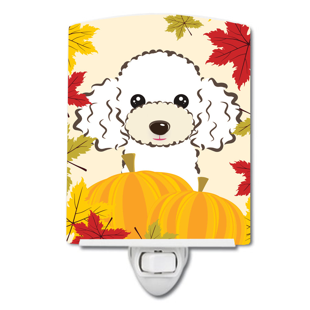 White Poodle Thanksgiving Ceramic Night Light BB2063CNL - the-store.com