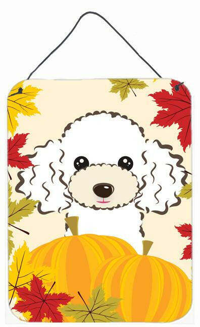 White Poodle Thanksgiving Wall or Door Hanging Prints BB2063DS1216 by Caroline&#39;s Treasures